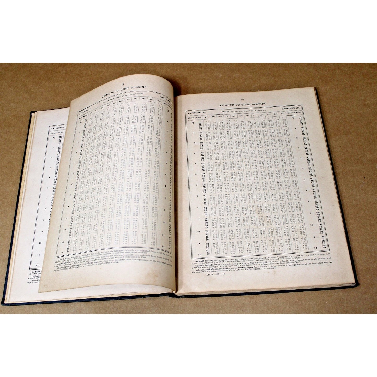1939 Azimuths of Celestial Bodies, Seventh Edition, US Navy, H.O. No. 120