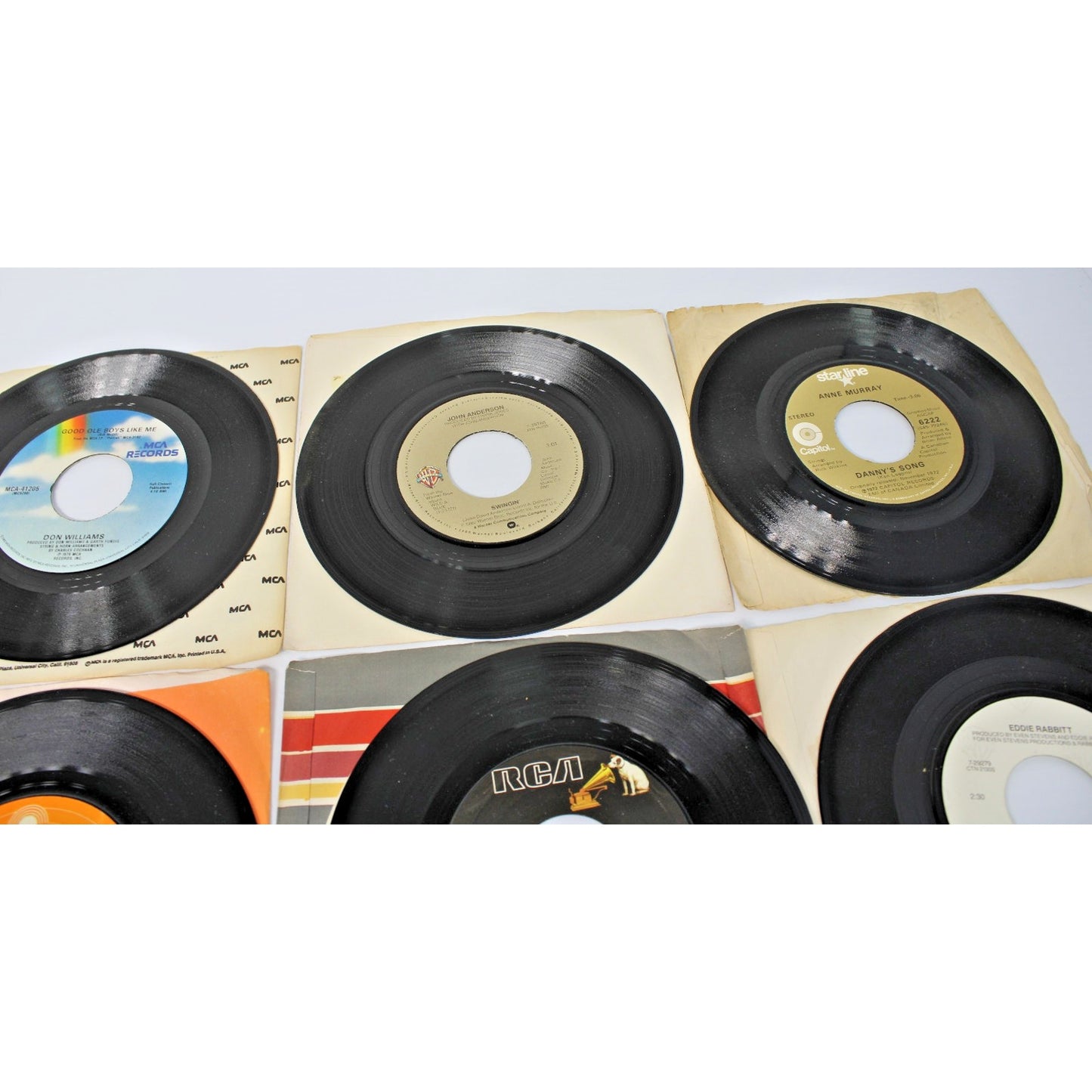 Lot of 8 Country 7" 45 RPM, 70s-80s Kenny Rogers, Charlie Rich, Don Williams- EX