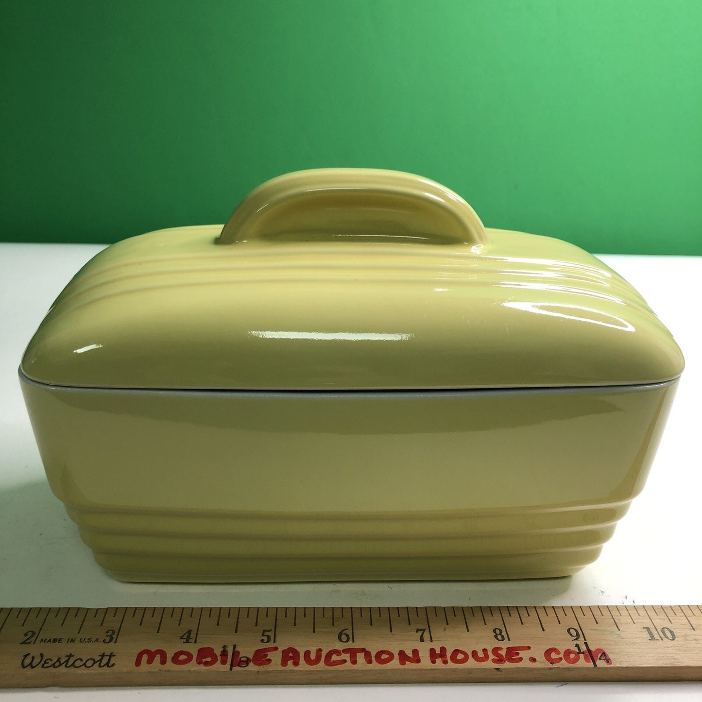 VINTAGE Hall Westinghouse Refrigerator Dish With Lid YELLOW #5064 8.5x5.5x5.5h