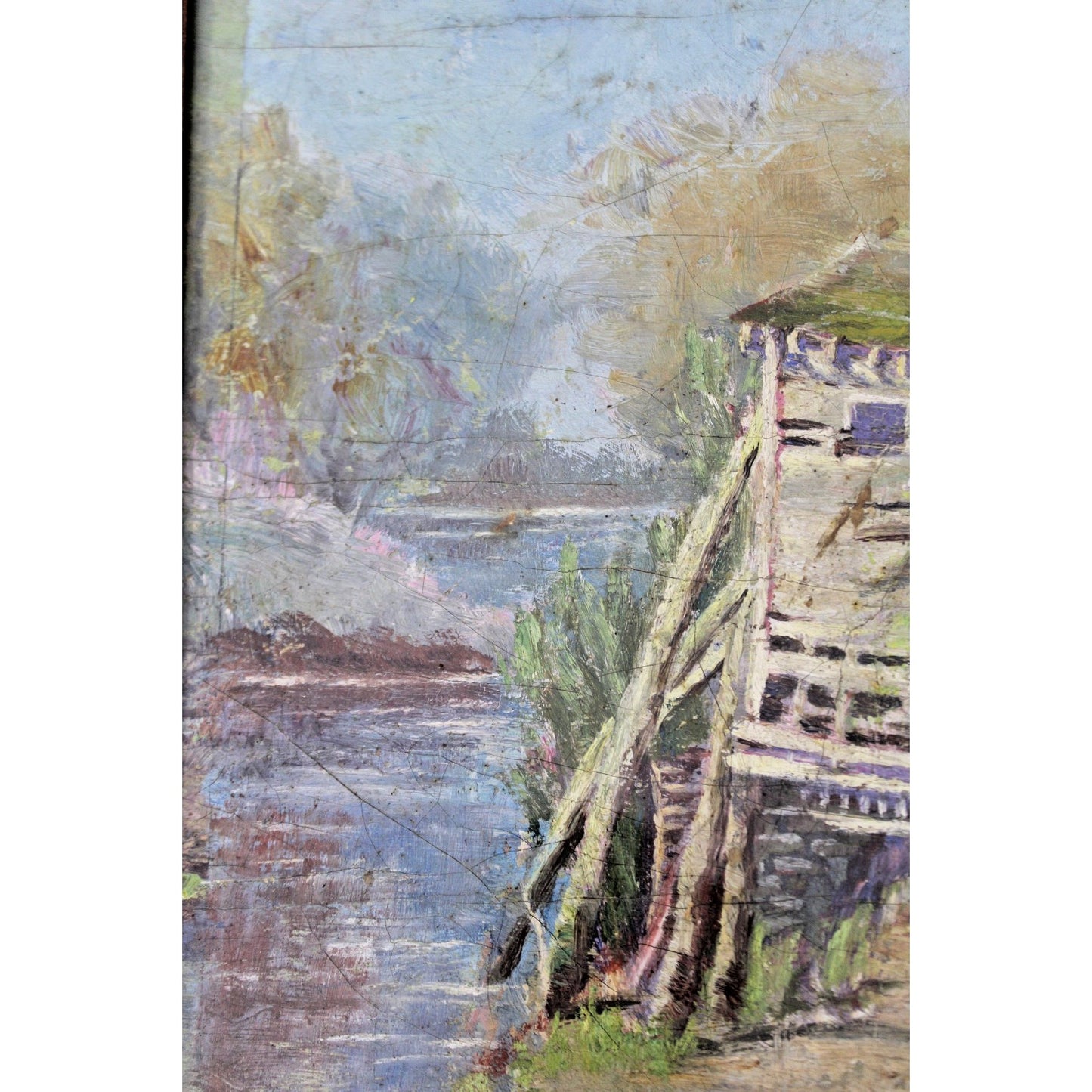 Antique Framed Coastal Scene Oil on Cardboard, Signed "Morse" -8.25" x 10.5"