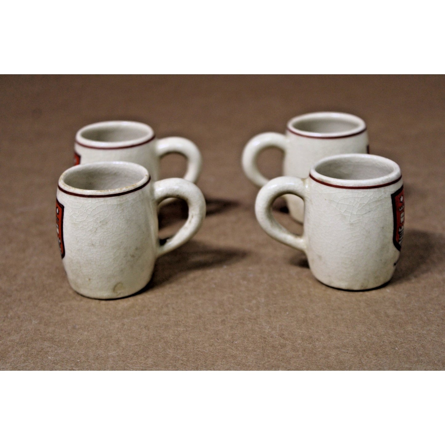 4 VTG Miniature 2"H German Beer Steins, Ceramic, Hamburg Oktoberfest, Shot Glass