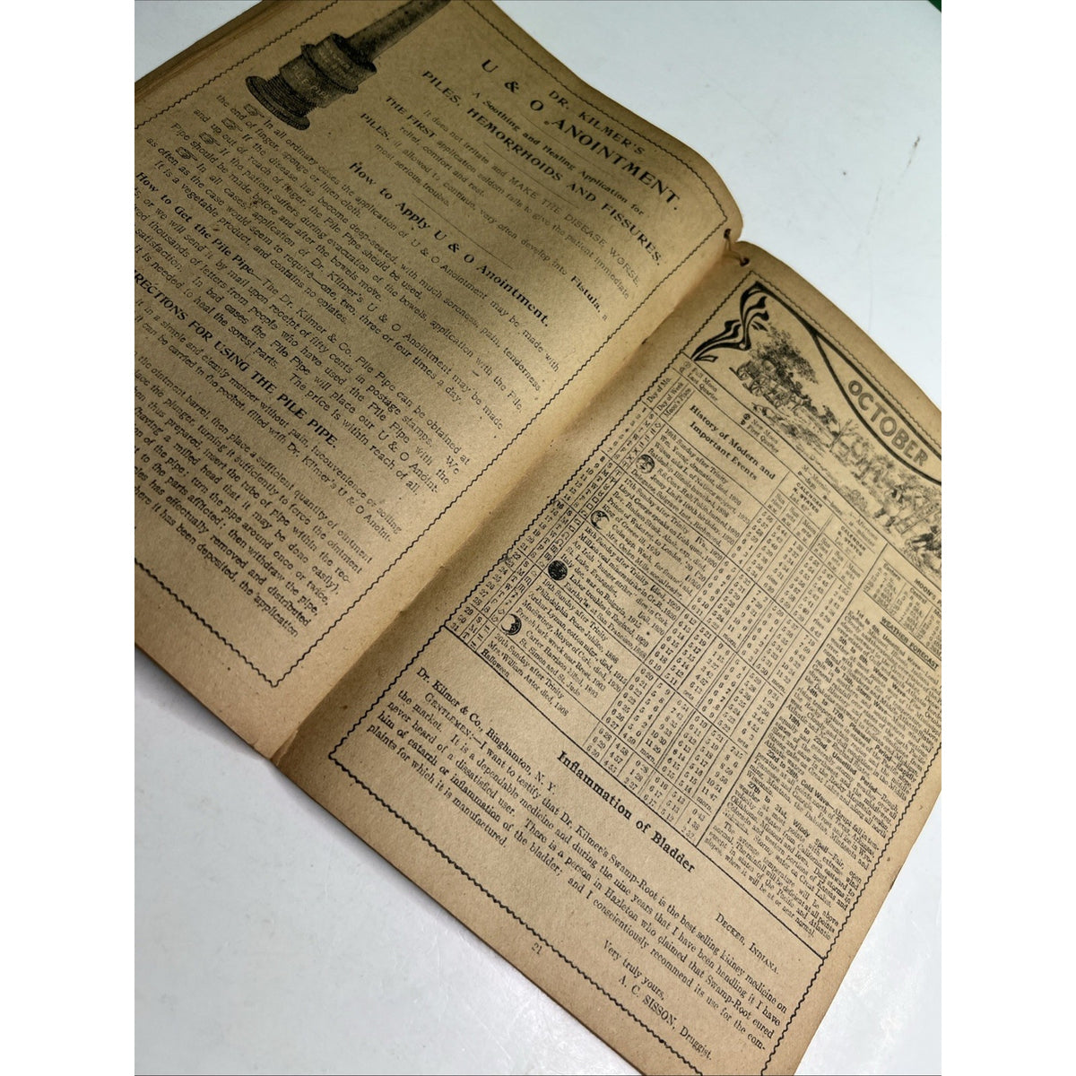 1922 Swamp-Root Almanac Weather Forecasts Dr. Kilmer & Co Advertisement Medicine