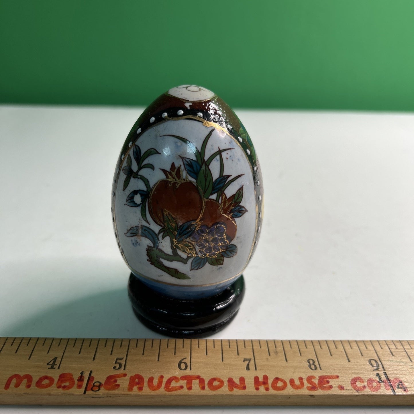 Vtg Satsuma Hand Painted Asian Oriental Chinese Ceramic Egg Fruit Floral