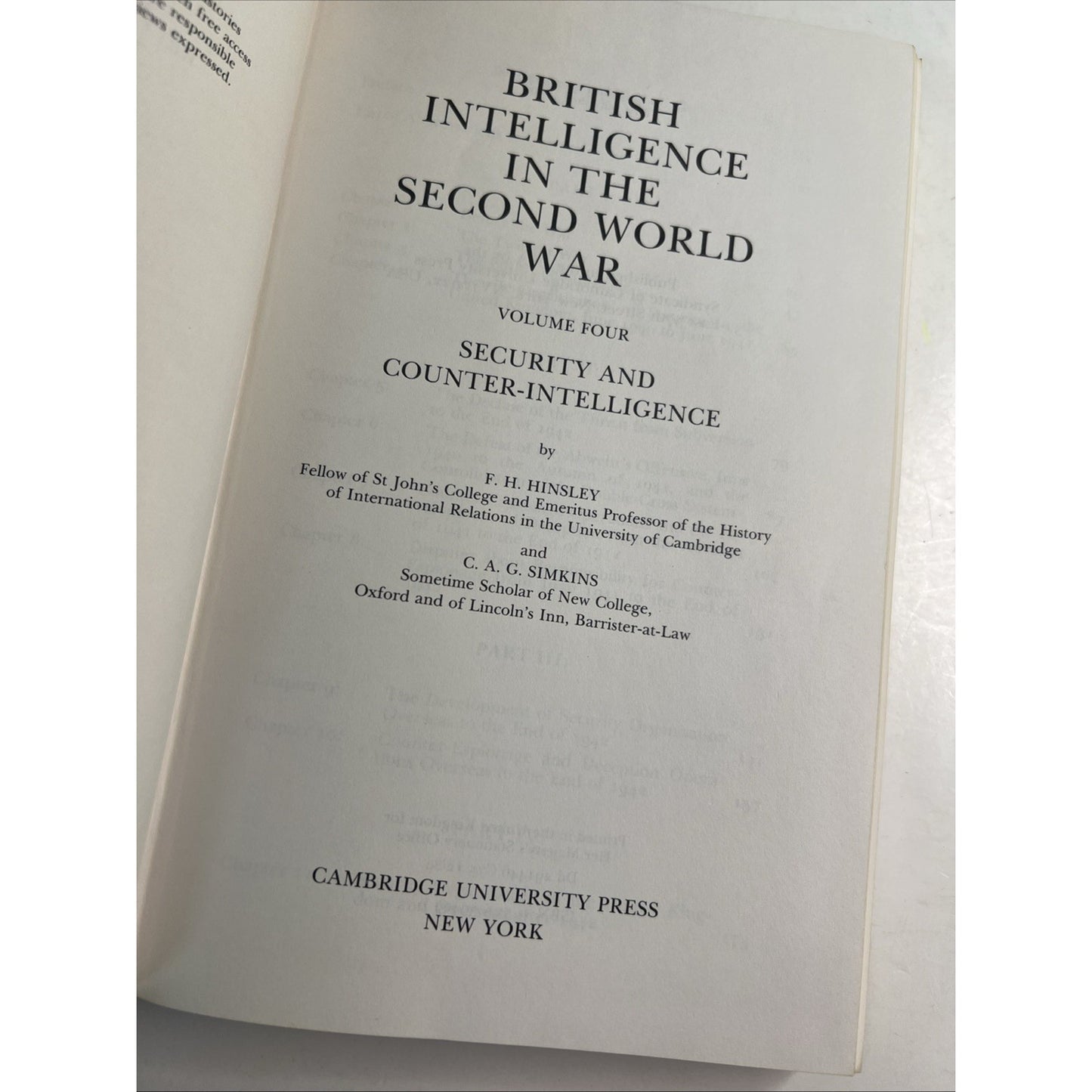 BRITISH INTELLIGENCE IN THE SECOND WORLD WAR by Hinsley 5 Vols 6 Books HC DJ