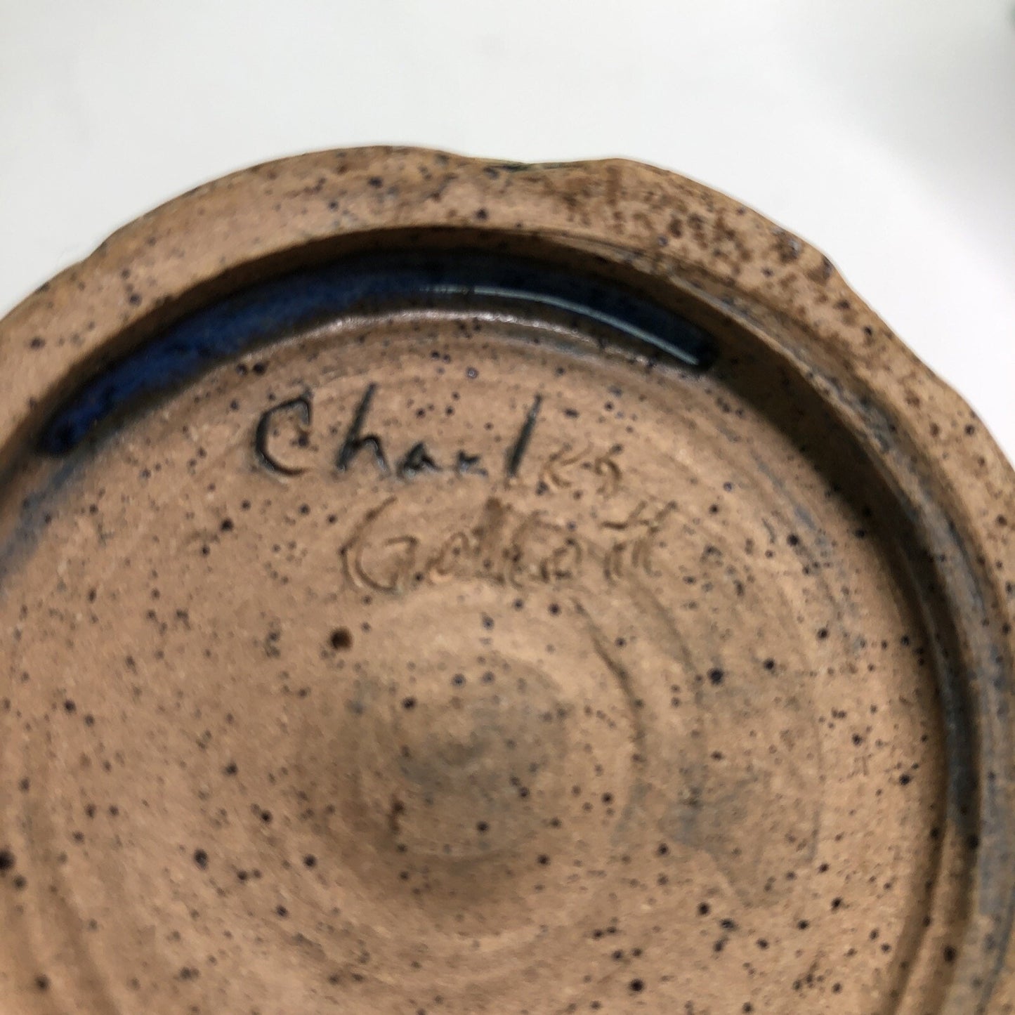 CHARLES GOLLOTT POTTERY Planter Pot Partially Glazed Speckled Mobile Alabama