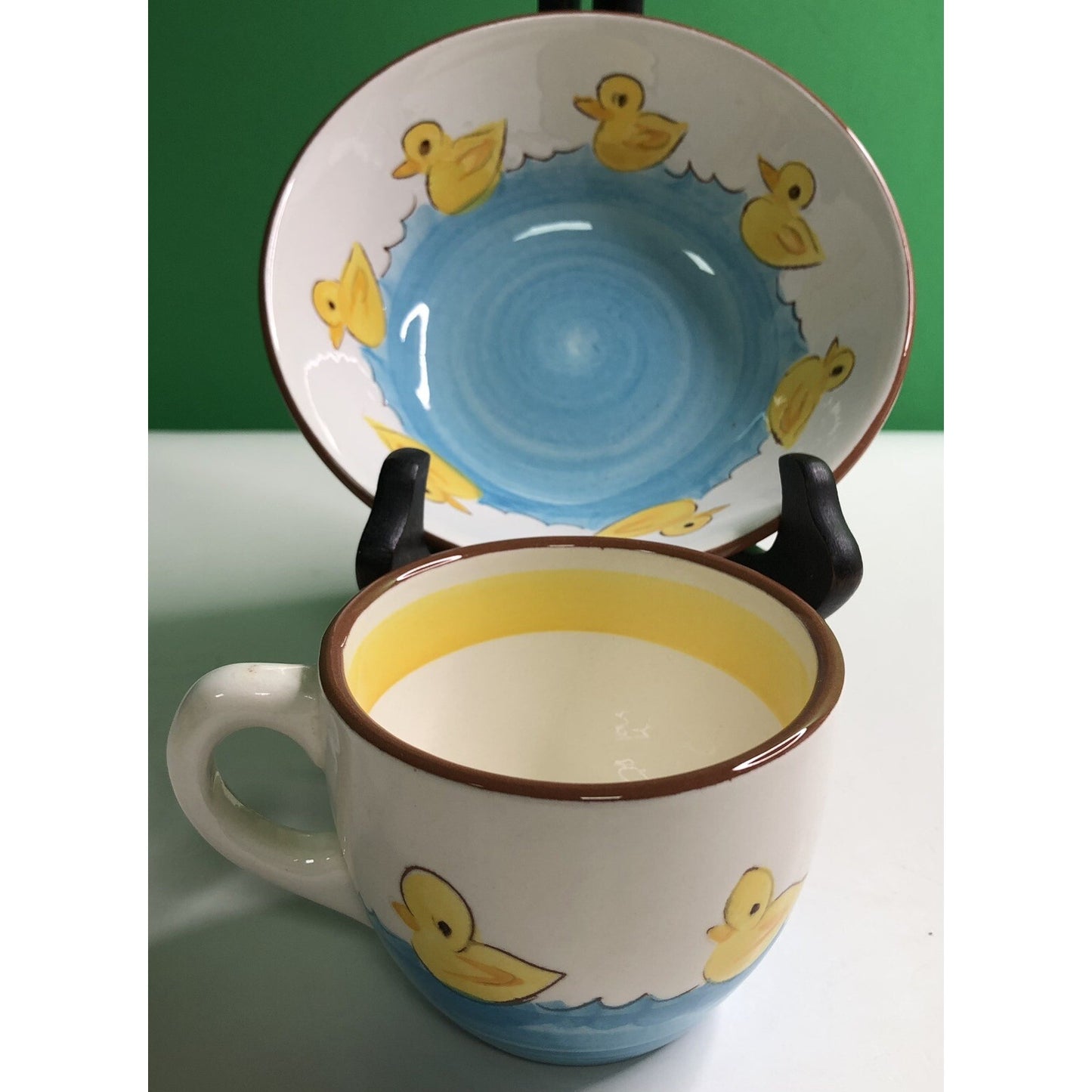 Vintage STANGL POTTERY Little Quackers 5.5 Inch Bowl & Cup #4046 Trenton NJ Duck