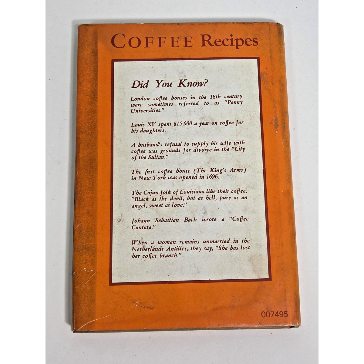 Vintage Coffee Recipes Jean Gordon 1963 Cookbook Customs Facts & Fancies