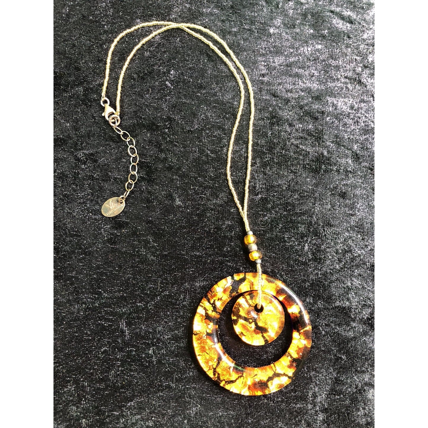 VENETIAURUM Glass Pendant Made In Italy Beaded Necklace 925 Sterling Clasp