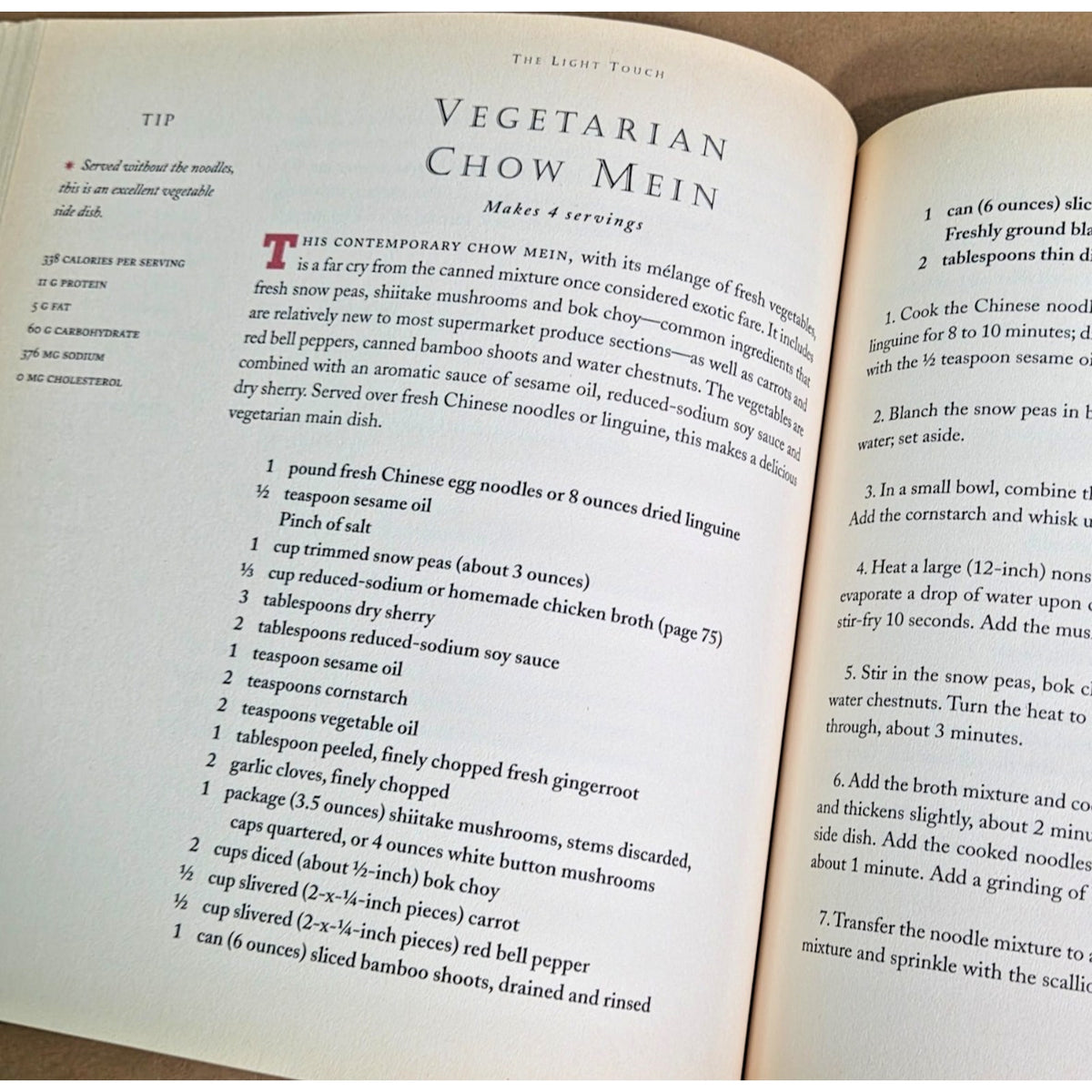 Vintage 1996 The Light Touch Cookbook by Marie Simmons | 90s Healthy Recipes