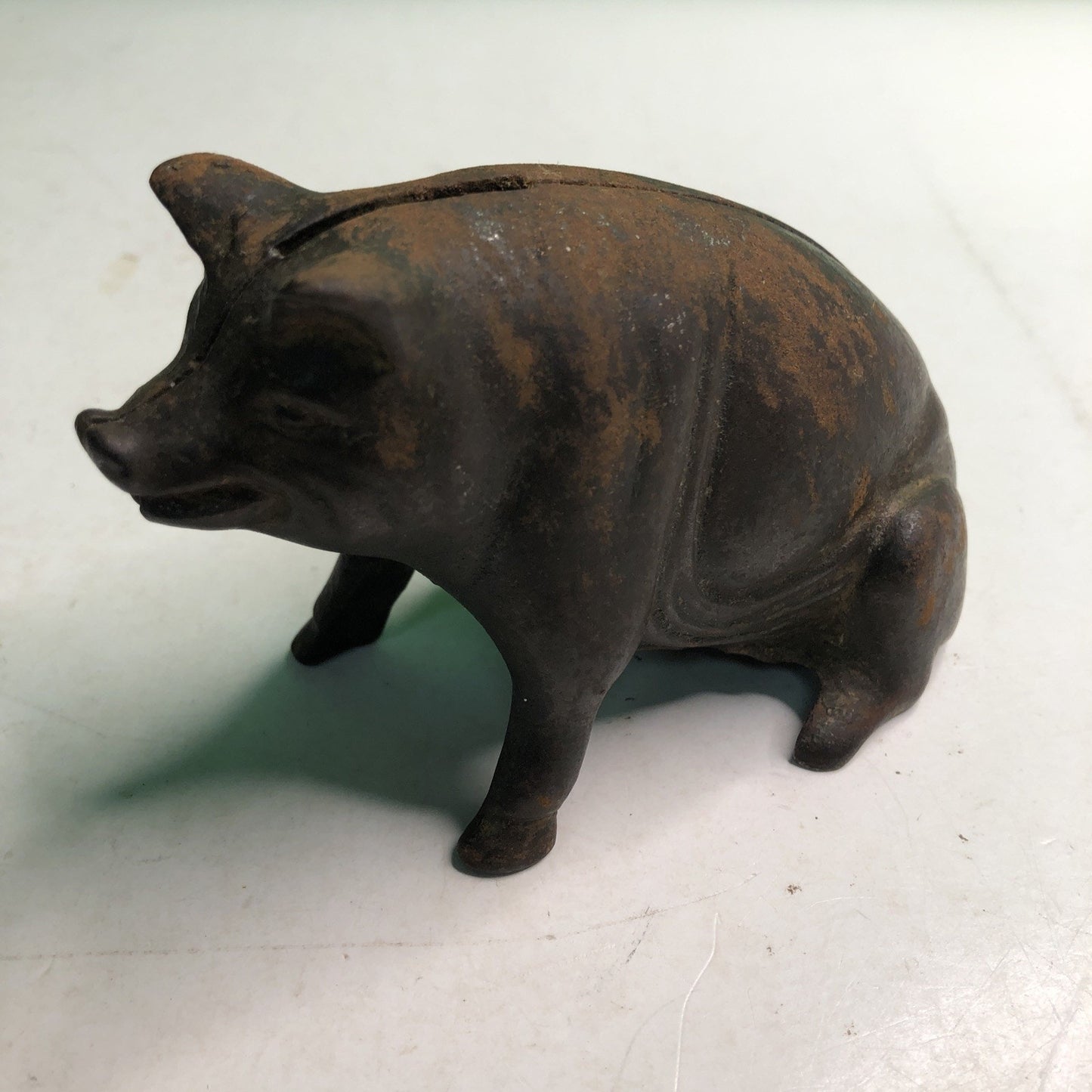 Cast Iron Figural Still Coin Hog Sitting Pig Piggy Bank A.C Williams Antique Vtg