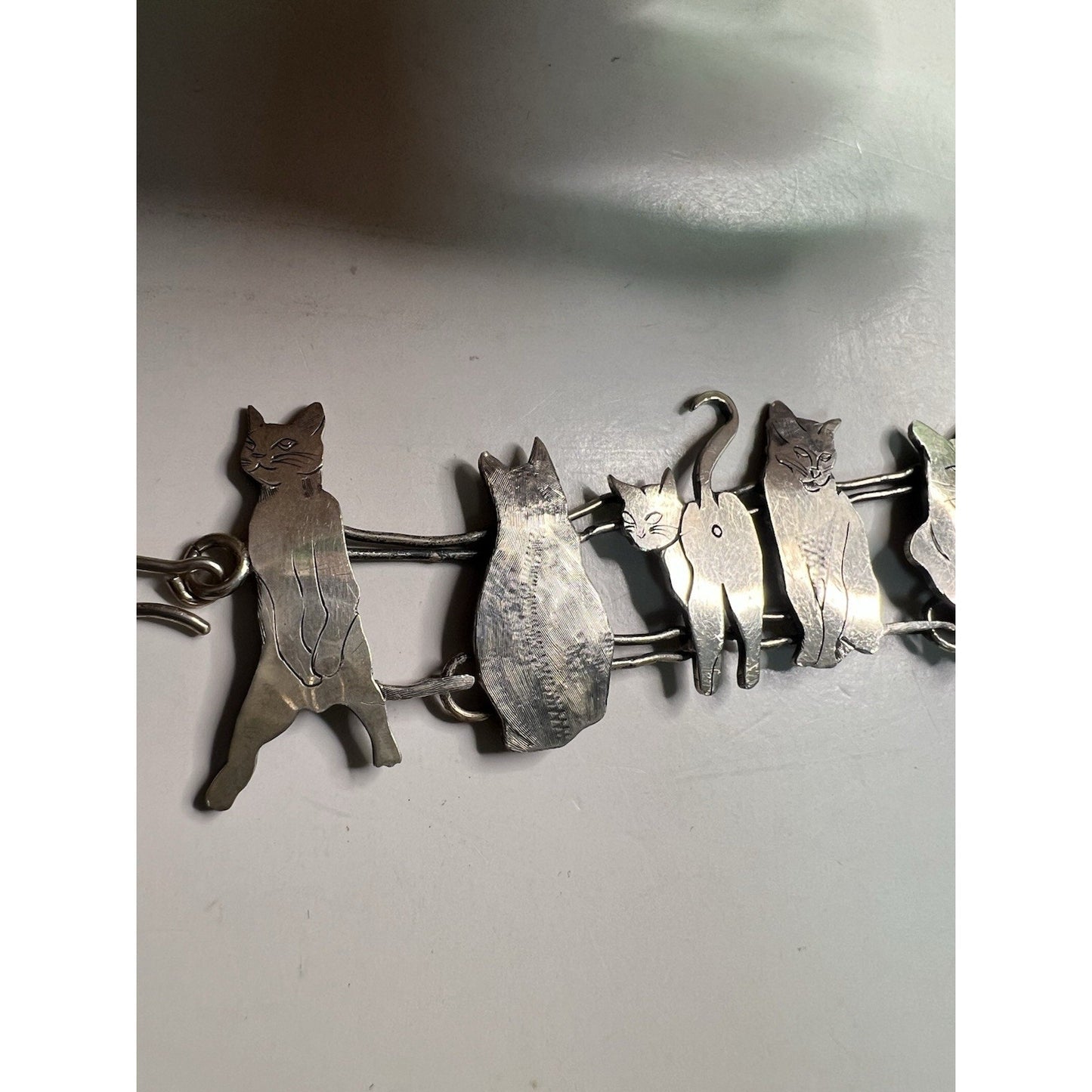 Vintage Metal Wild Bryde CAT BRACELET Link Jewelry 7”