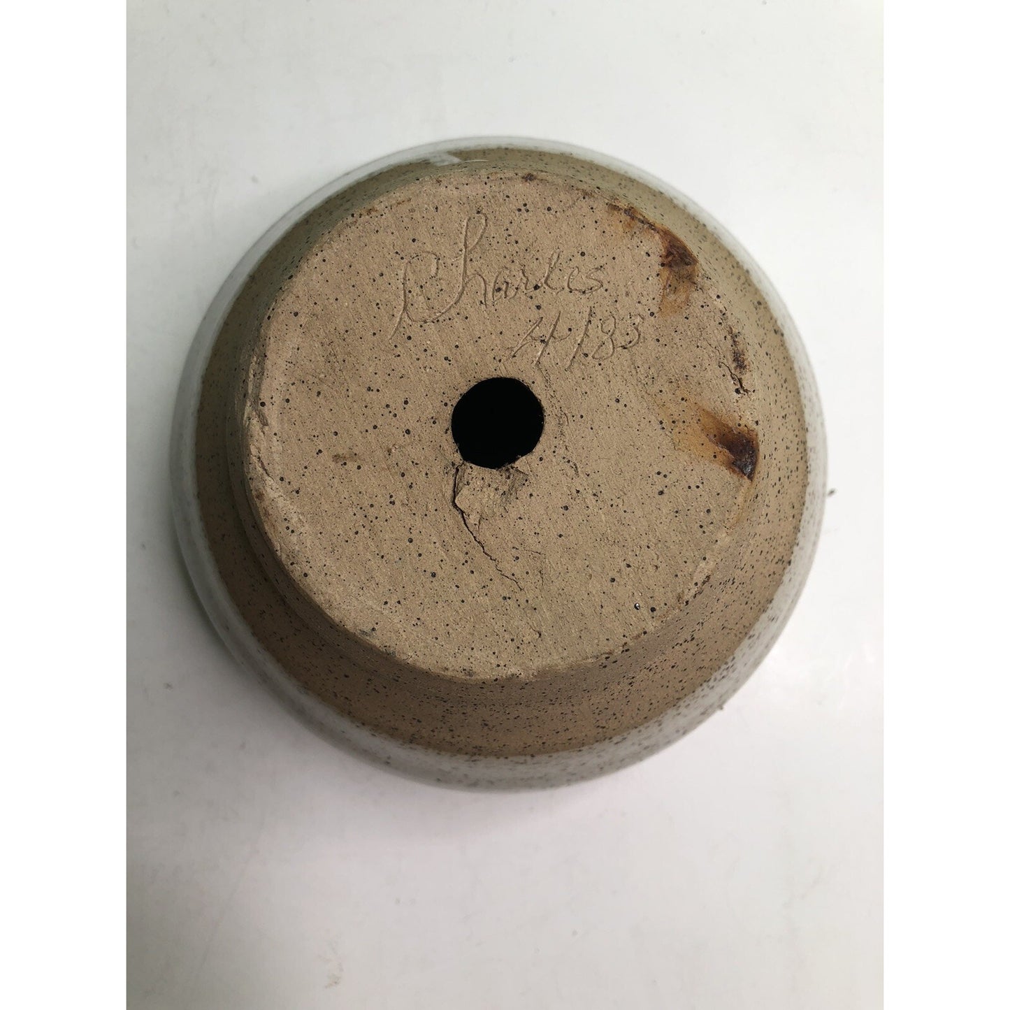 CHARLES GOLLOTT POTTERY Planter Pot Partially Glazed Speckled Mobile Alabama ‘83