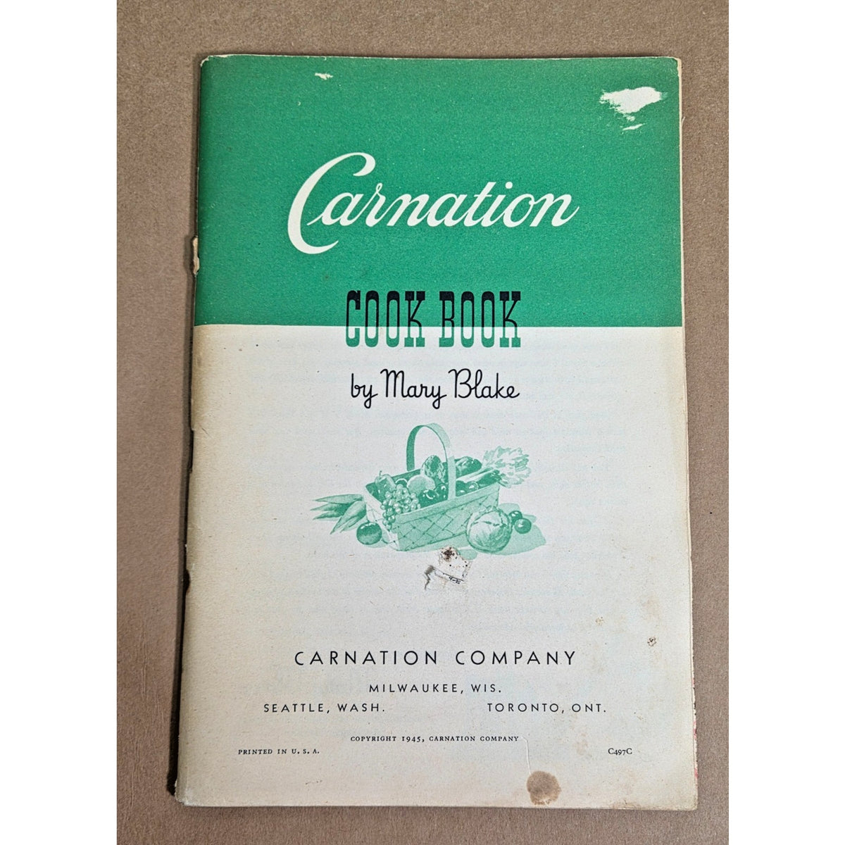 Rare Vintage 1945 Carnation Cook Book by Mary Blake - Mid-Century Ephemera
