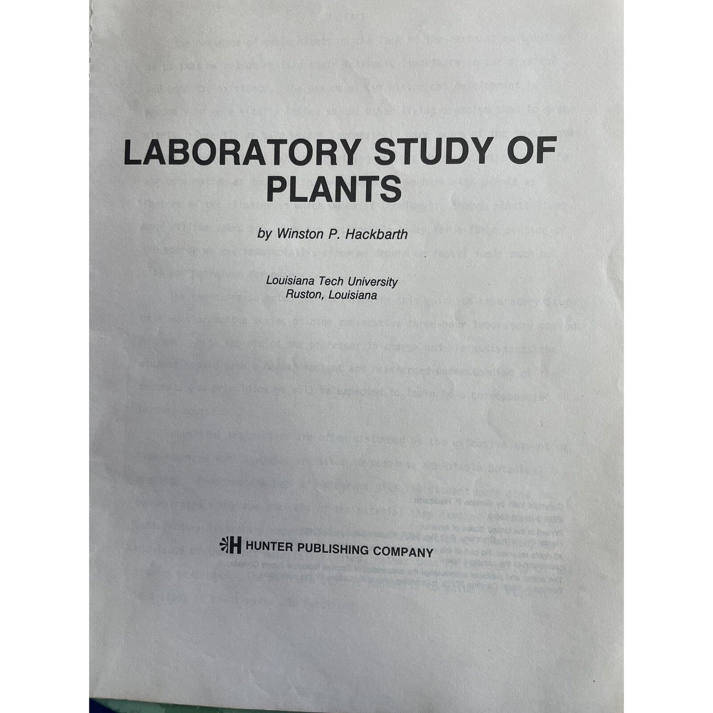 Laboratory Study Of Plants By Winston Hackbarth 1981 PB Illustrated