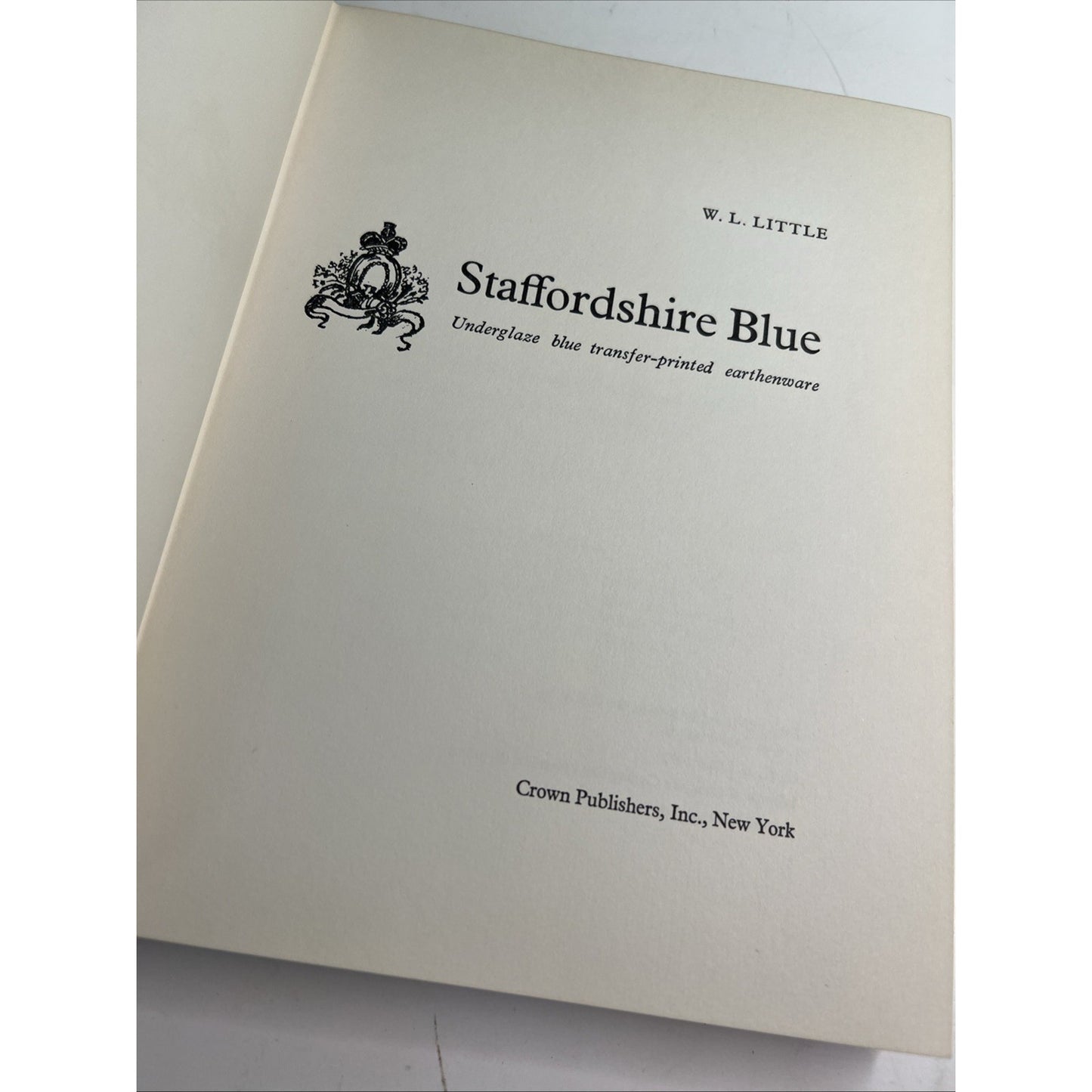 W.L. Little STAFFORDSHIRE BLUE Crown Publishers 1969 HCDJ China Pottery Transfer