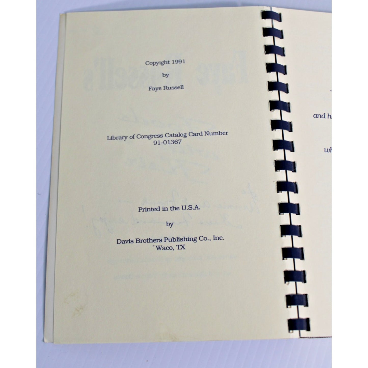 Vintage 1991 Faye Russell's Foods with Flair Cookbook Texas Signed Inscribed
