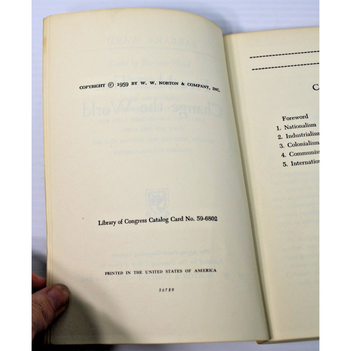 1959 "5 Ideas That Change The World"- Barbara Ward, Political & Economic Theory