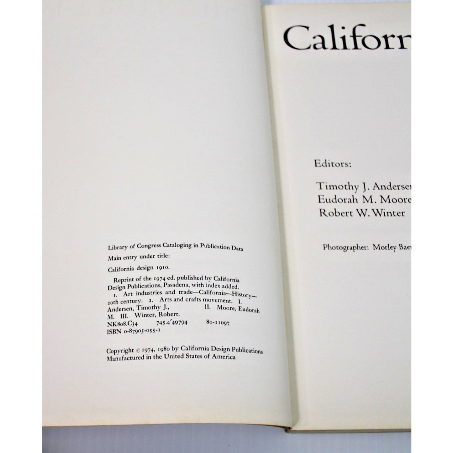 California Design 1910- Timothy Andersen,Eudorah M. Moore,Robert W. Winter, 1980