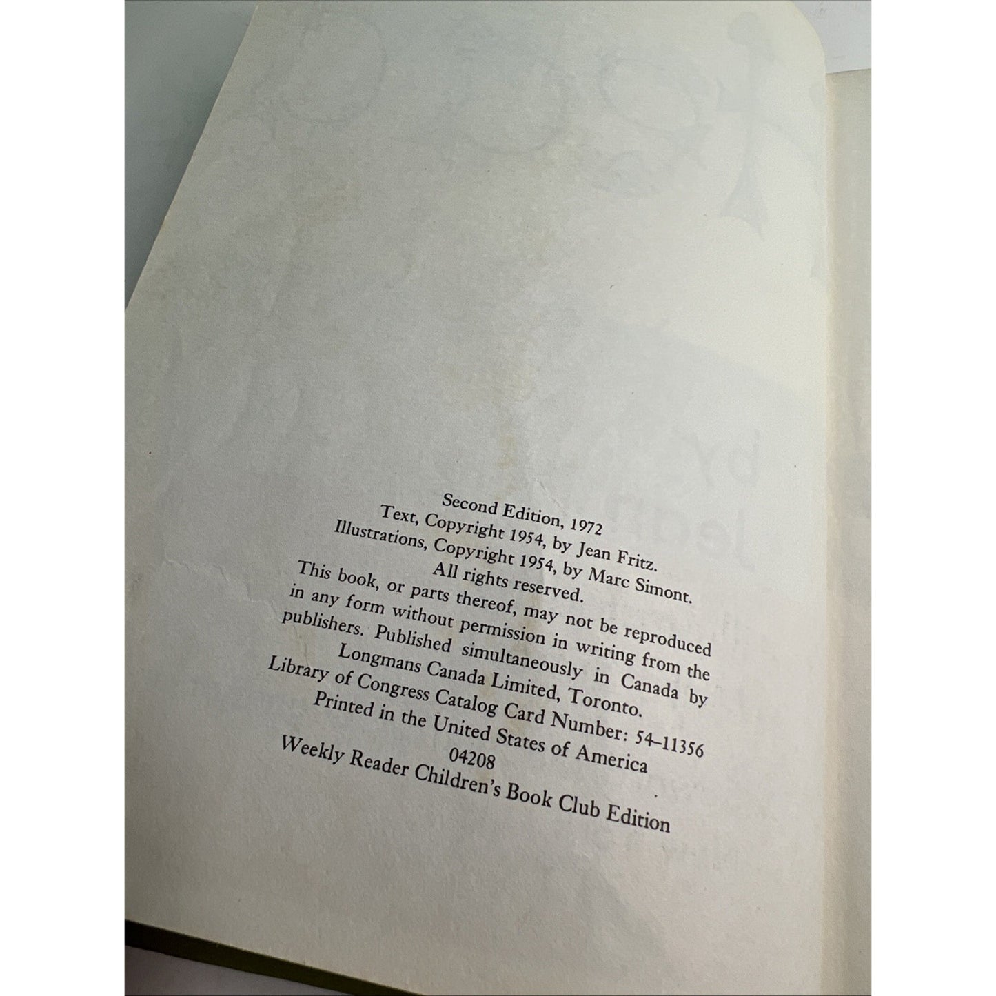 FISH HEAD BY JEAN FRITZ 1954/1972 2nd Edition HC Children’s Book Club