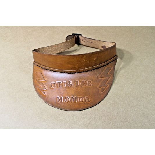 Vintage Tooled Leather HONDA Visor Cap, Adjustable, Lightning Bolts, Mobile, AL