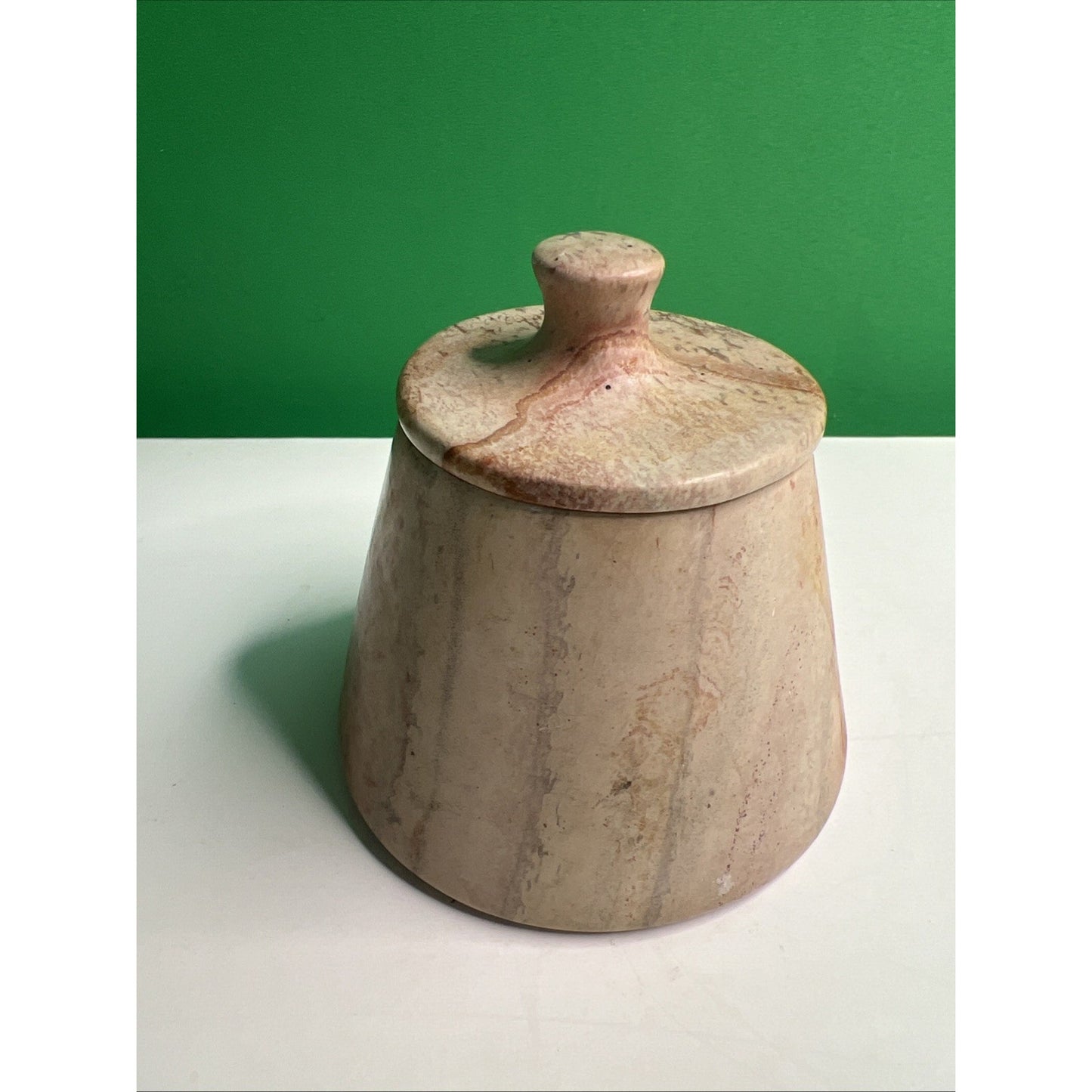 Carved Soapstone Small Jar Trinket Vanity Natural Stone with Lid