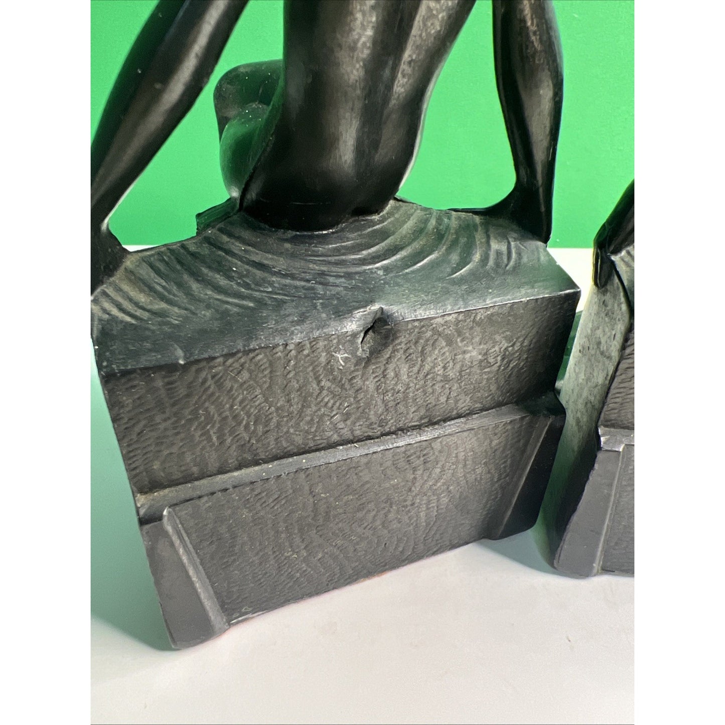 Art Deco 1930's Pair of Nude Flapper Girls Spelter Metal Bookends