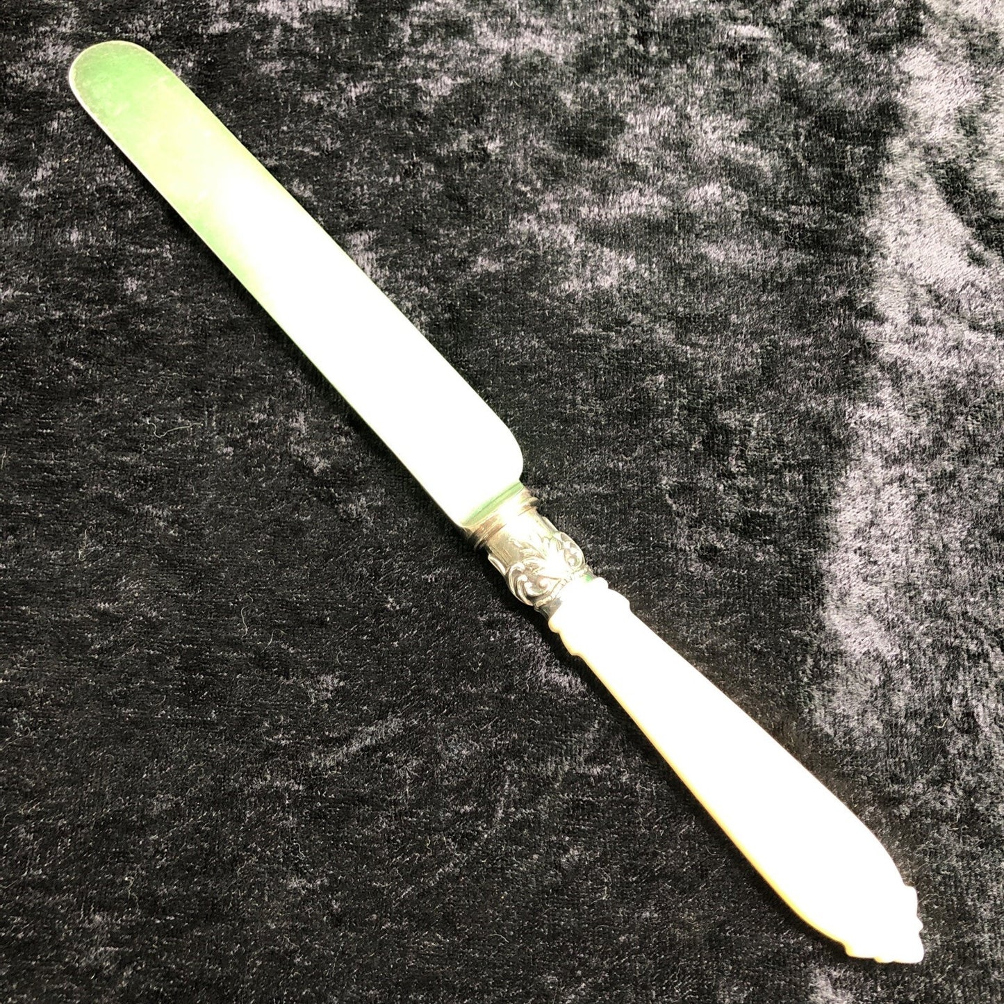 Vintage Dessert Knife with Mother of Pearl Handle Hallmarked 10” Long (B)