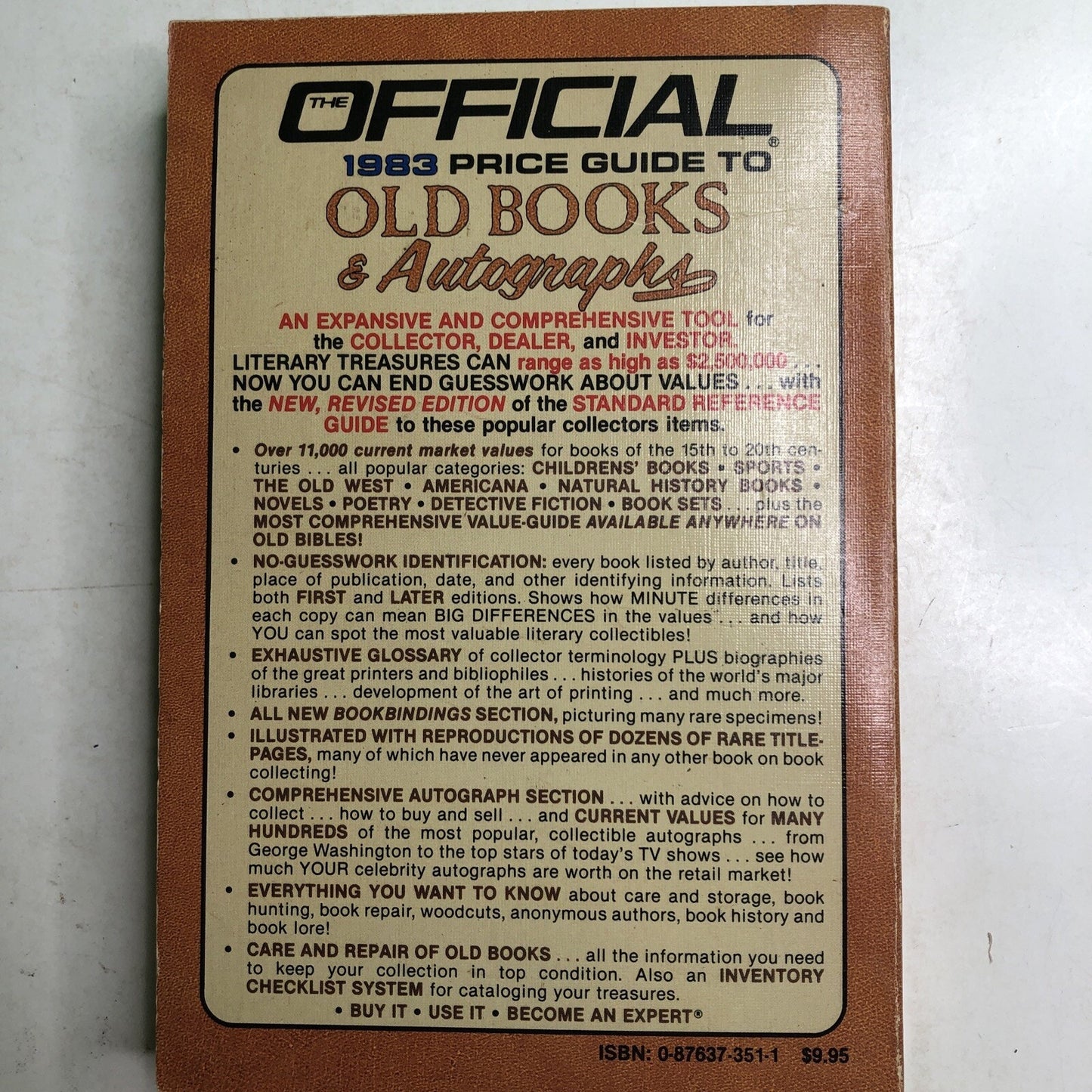 The Official 1983 Price Guide To Old Books & Autographs Fourth Edition