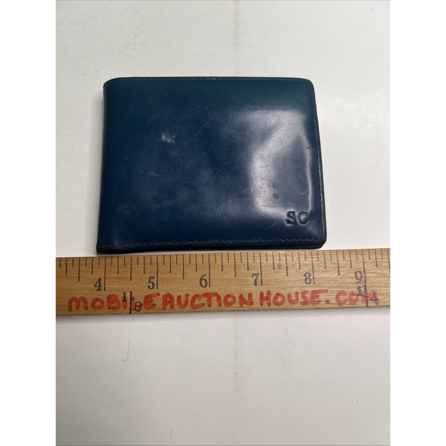ETTINGER of London Men's Bi-Fold Wallet Blue Cowhide Leather Used