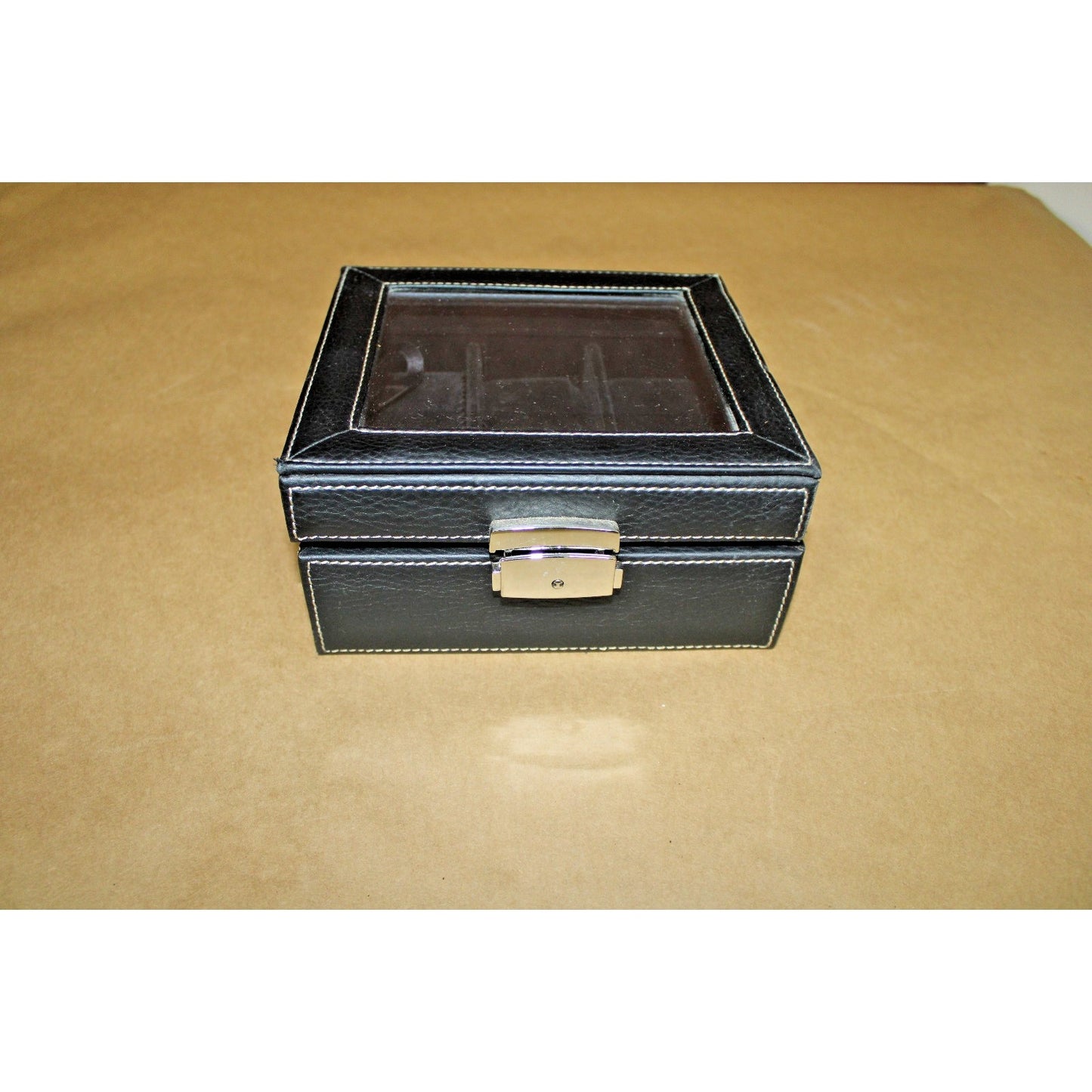 Luxury Watch Jewelry Box Bracelets Storage Leather Displa Top Clasp Black