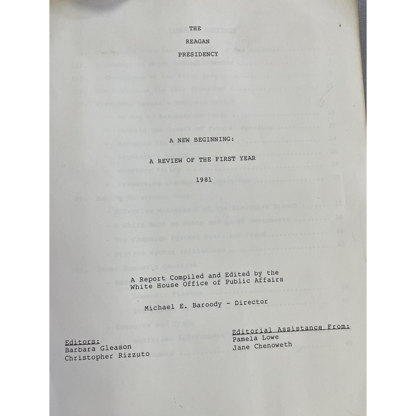 1981 RARE The Reagan Presidency: A Review Of The First Year Report By White Hous