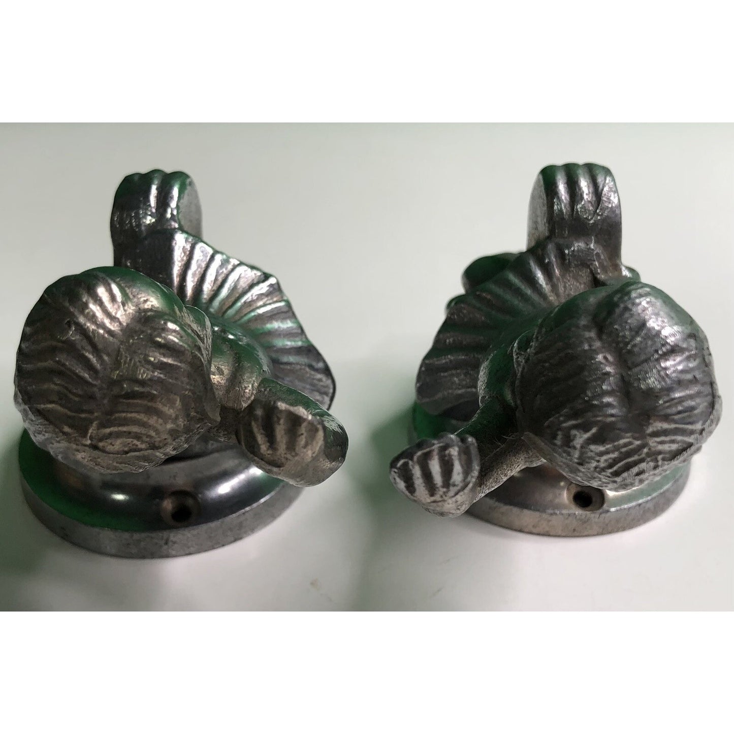 PAIR of Antique Cast Aluminum GIRLS Wall Mount TOWEL ROD HOLDER Kitchen Bath