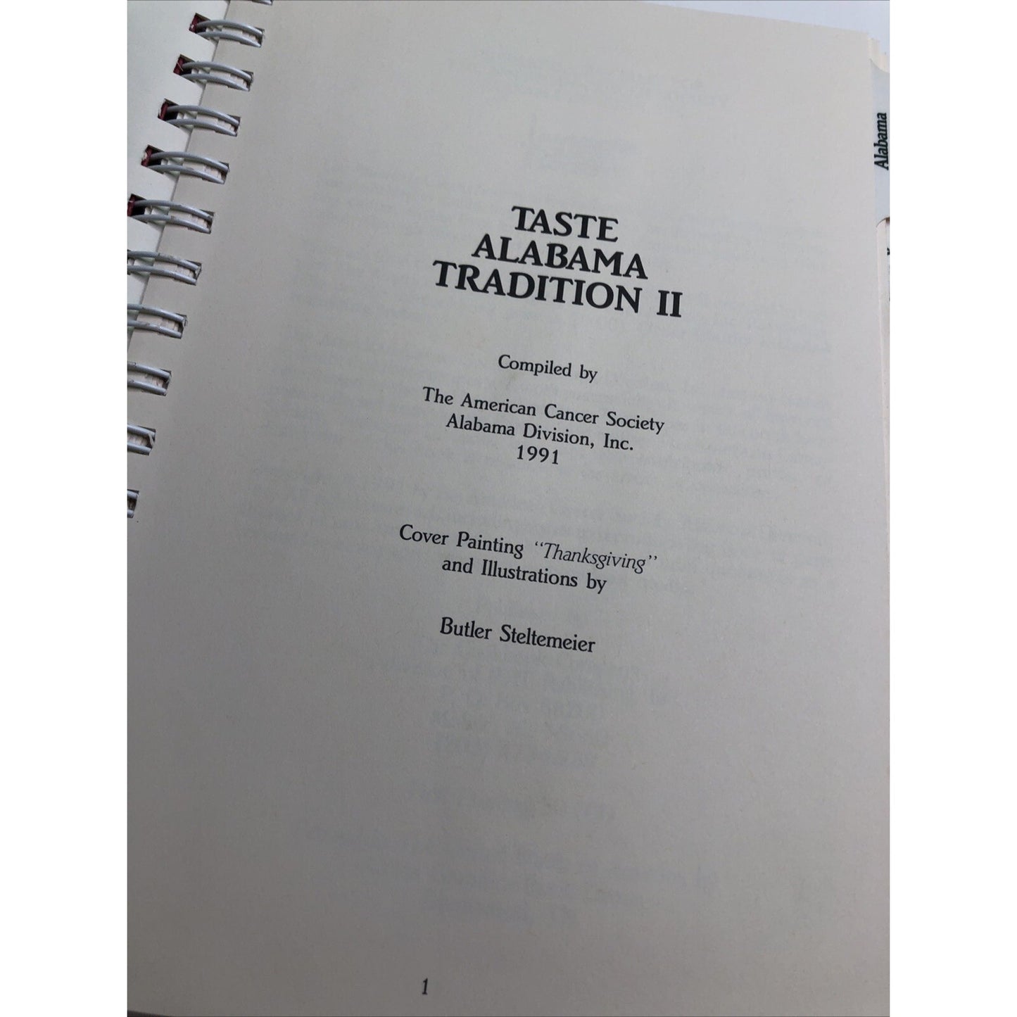 Taste Alabama Tradition II COOKBOOK American Cancer Society 1991 SPIRAL BOUND
