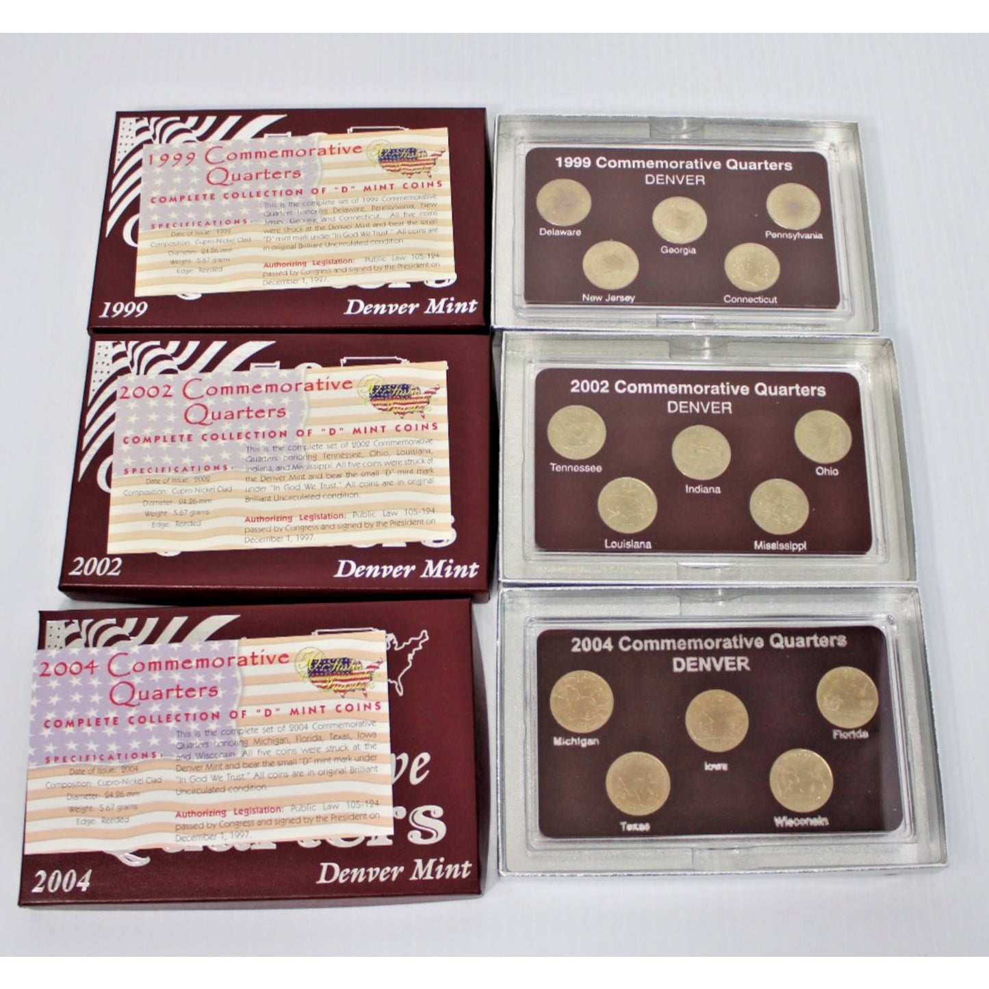 50 States Commemorative Quarters 1999-2005 Gold, Platinum, Denver, Philadephia