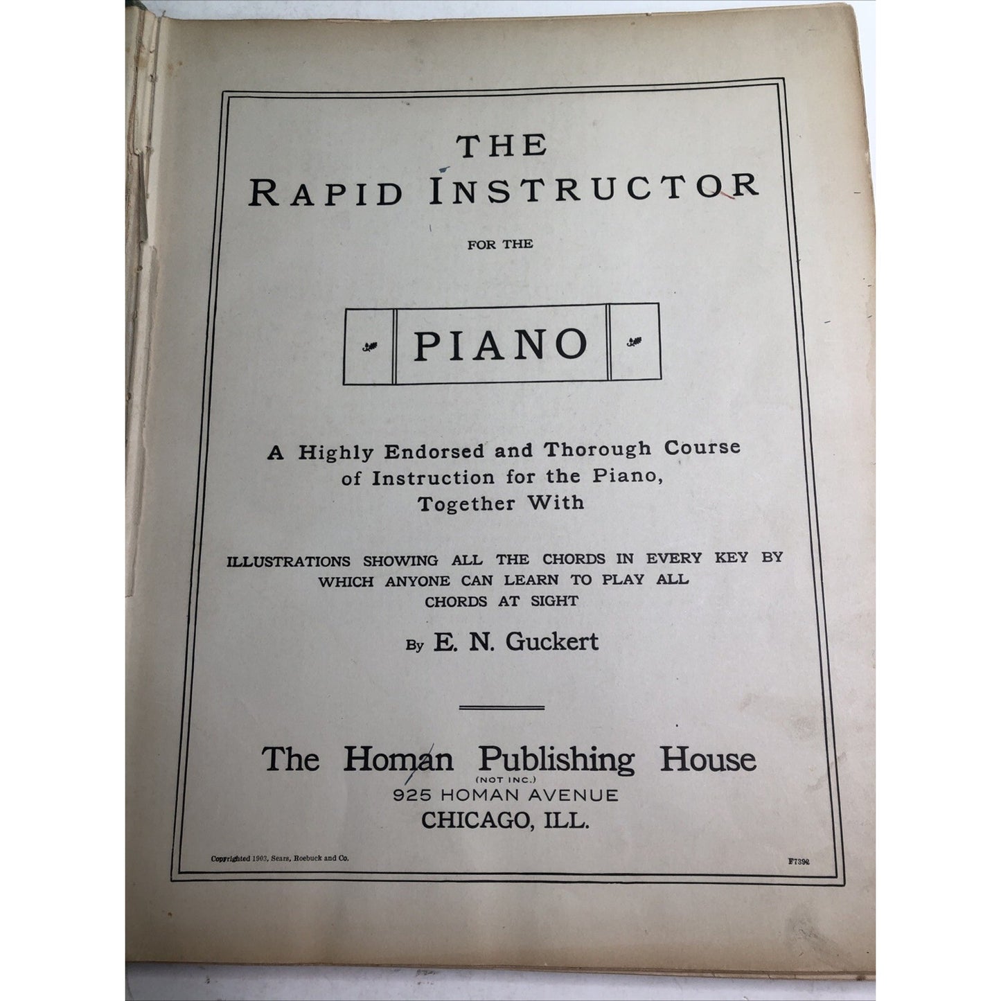 The Rapid Instructor and Chord Book for PIANO 1903 Guckert Sears Roebuck And Co