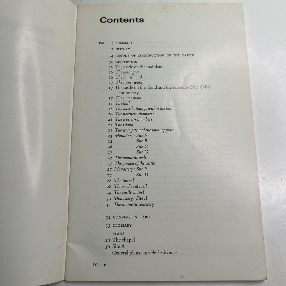 Tintagel Castle Department Of The Environment Official Handbook 1977 PB Plans