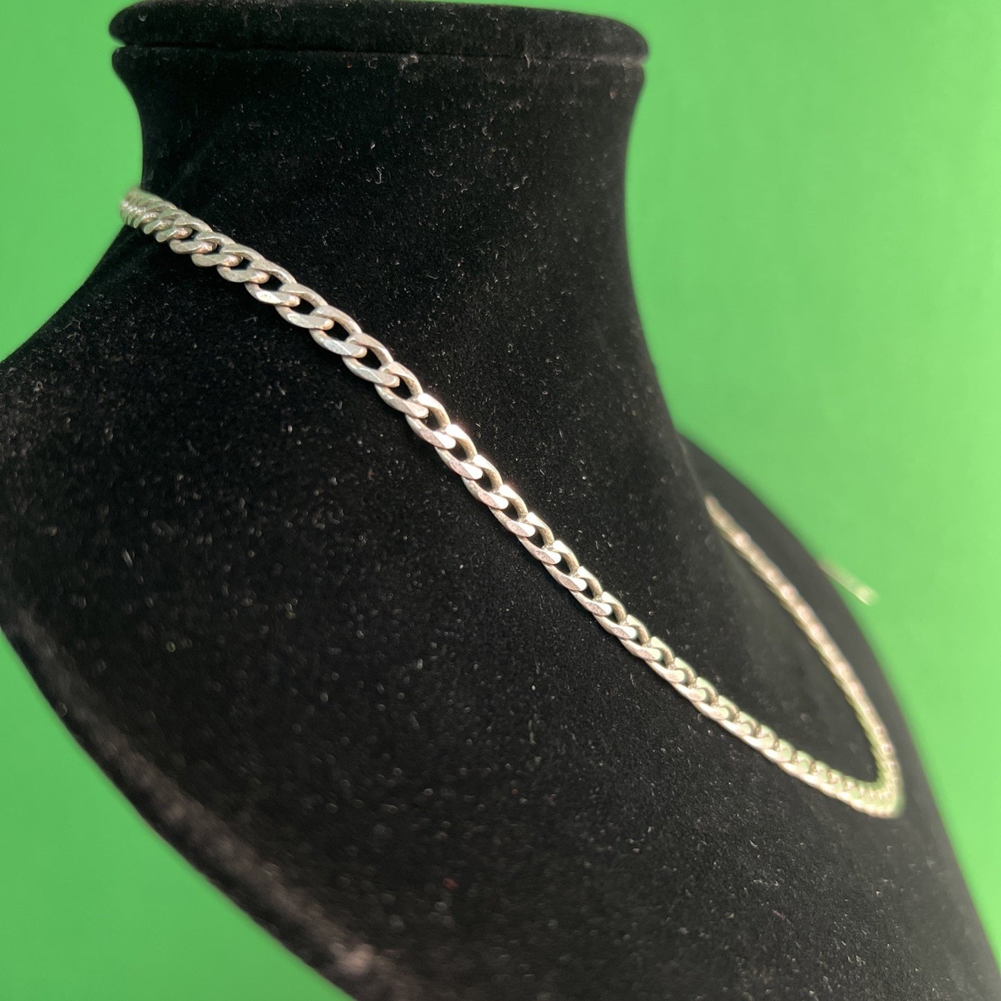 Vintage 20” Sterling Silver Curb Cuban Link Chain Necklace Lobster Claw Clasp