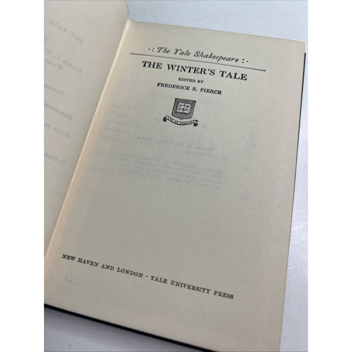 The Yale Shakespeare Hardcover THE WINTER’S TALE 1918 Printing