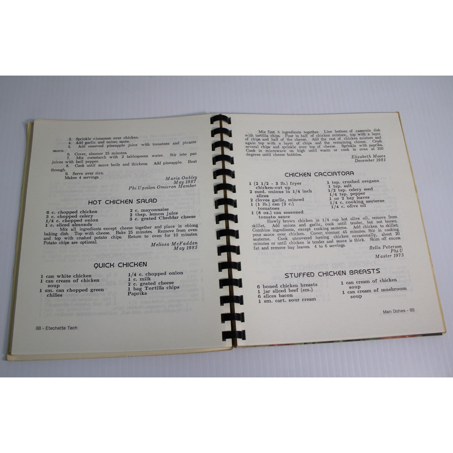 Vintage 1986 Etechette Tech Cookbook Texas Tech University Home Economics Phi U