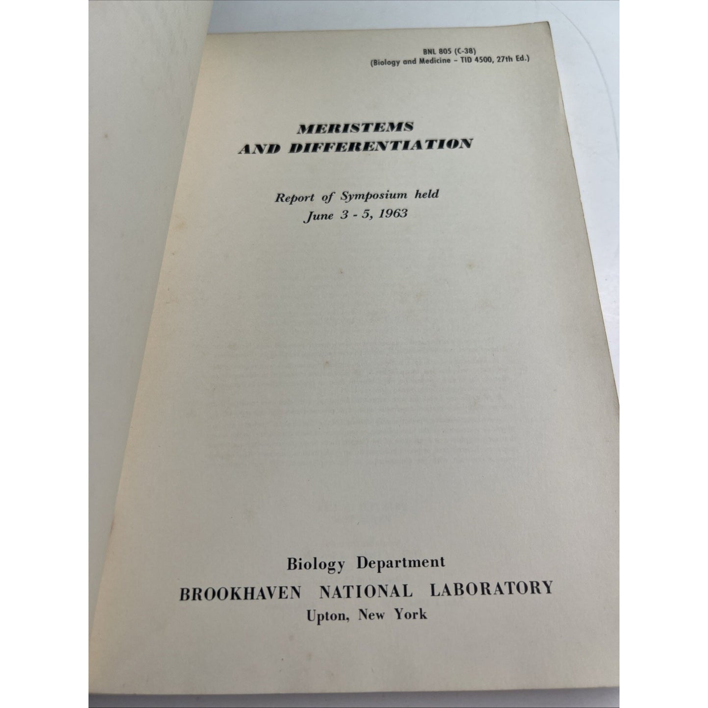 1963 Symposium In Biology Number 16 Meristems And Differentiation PB