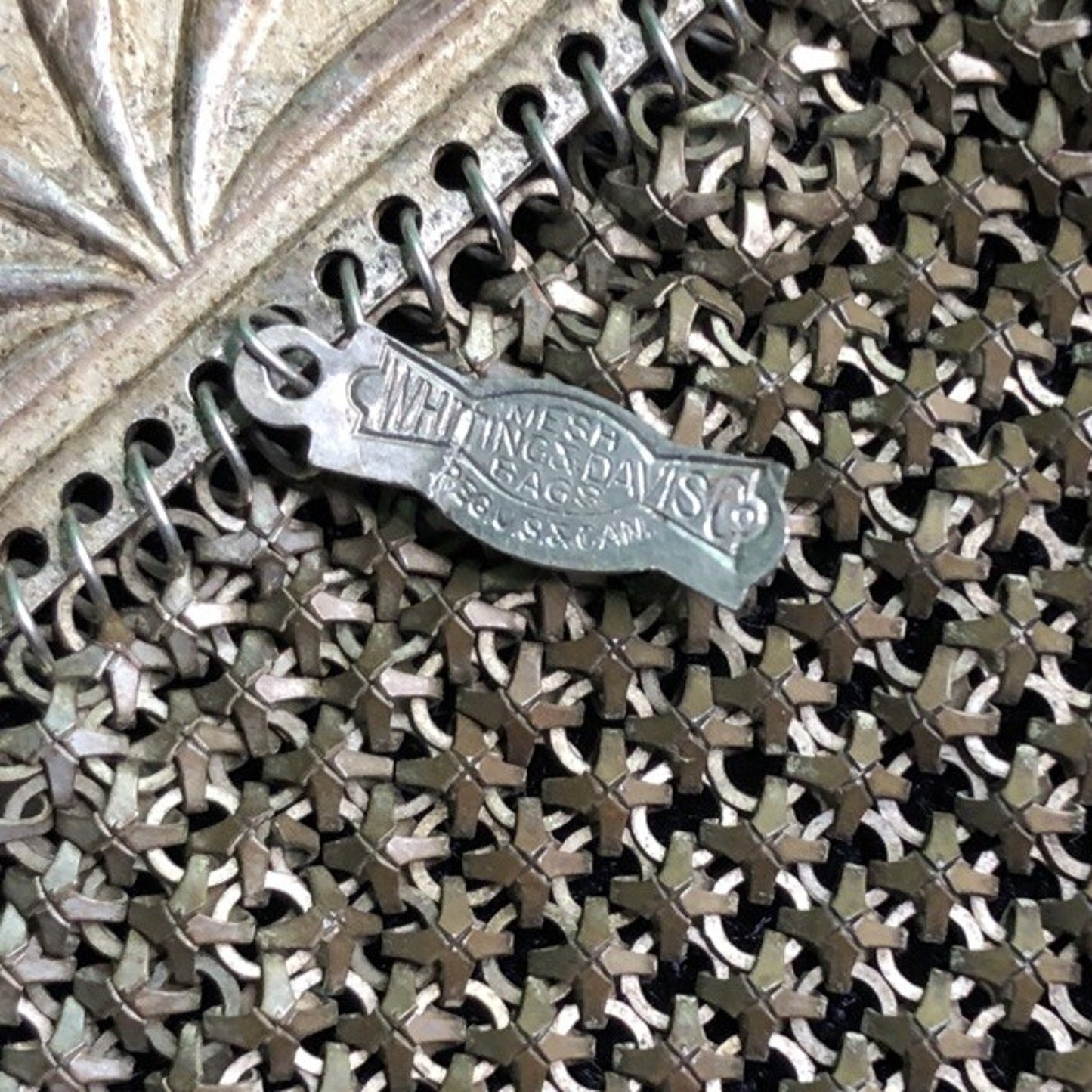 Vintage Antique Whiting & Davis Mesh Enameled Purse Deco Nouveau Imperfect