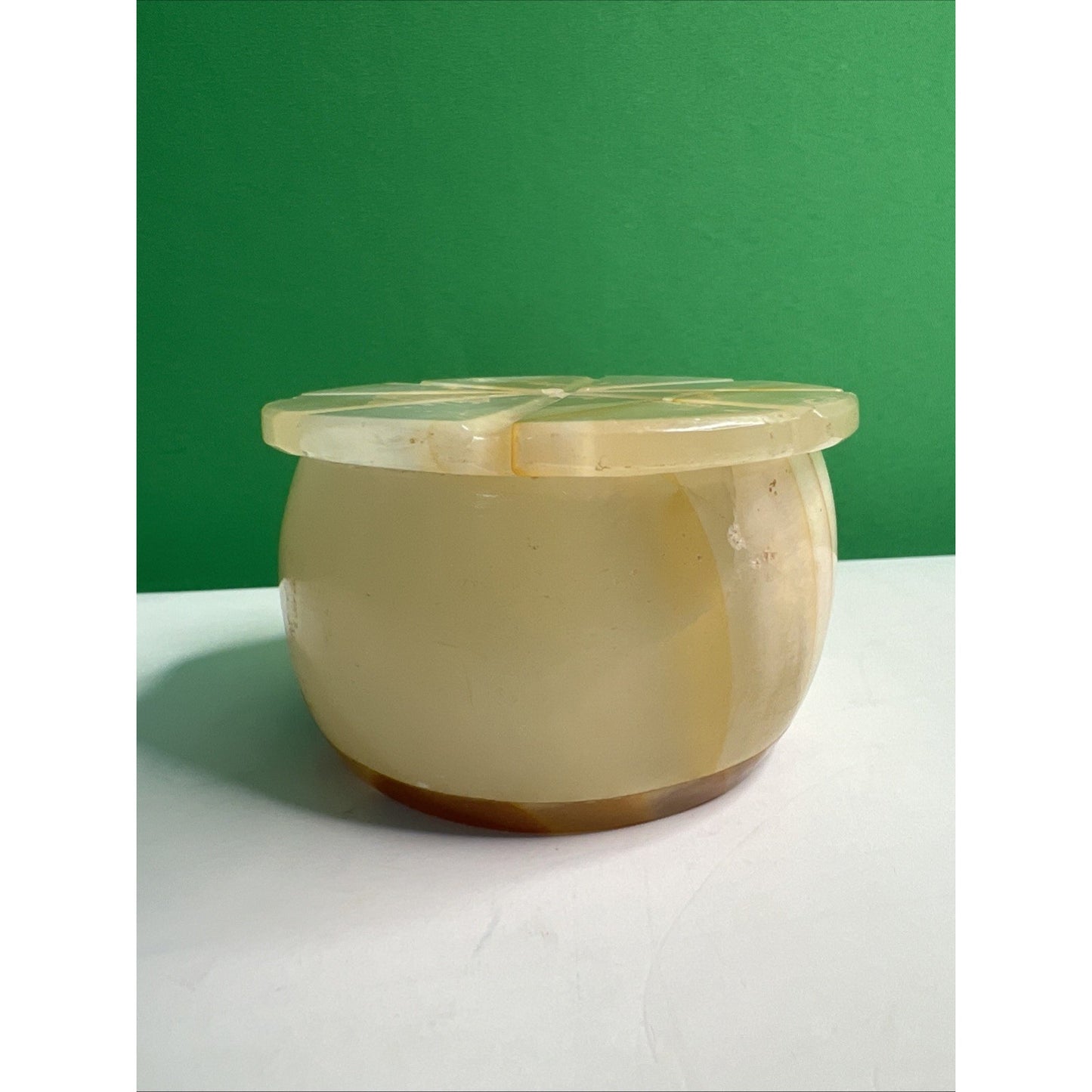 Carved Soapstone Small Box Round Trinket Vanity Natural Stone with Lid