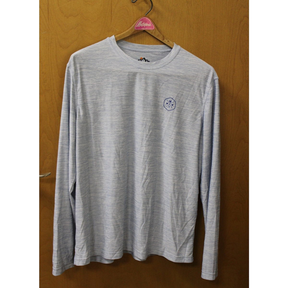 Mountain and Isles Men's Large Blue Heather Performance Graphic LS T-Shirt