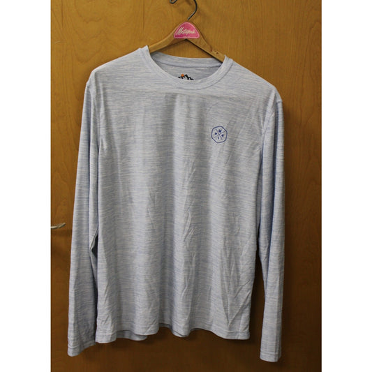 Mountain and Isles Men's Large Blue Heather Performance Graphic LS T-Shirt