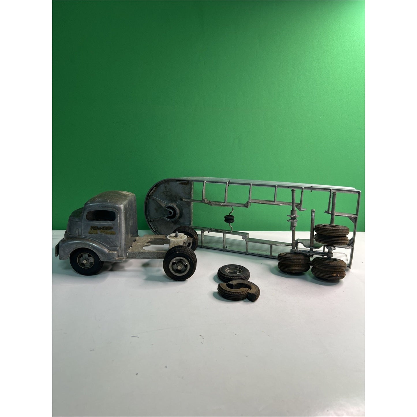 Vintage Smith Miller Silver Streak GMC Truck & Fruehauf Trailer SMITTY TOYS