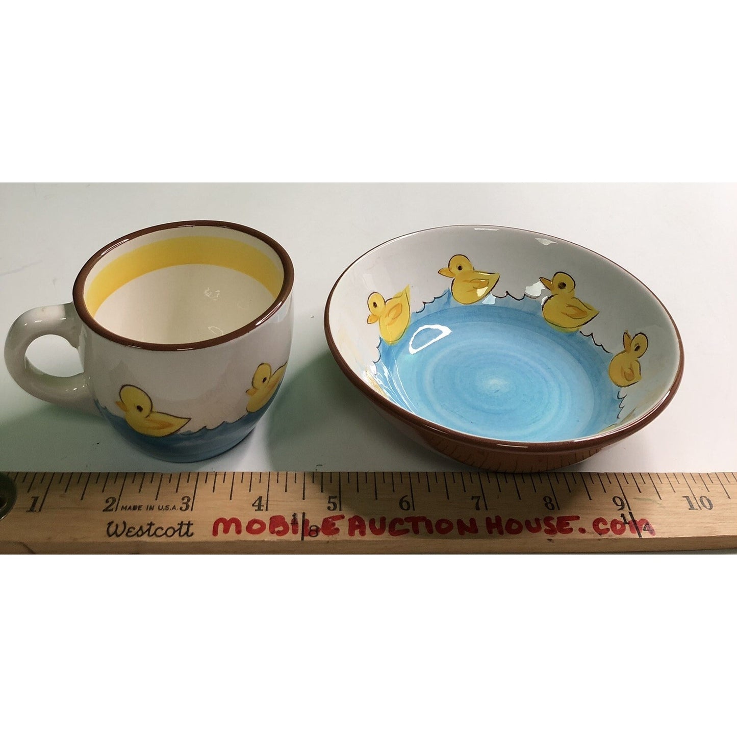 Vintage STANGL POTTERY Little Quackers 5.5 Inch Bowl & Cup #4046 Trenton NJ Duck