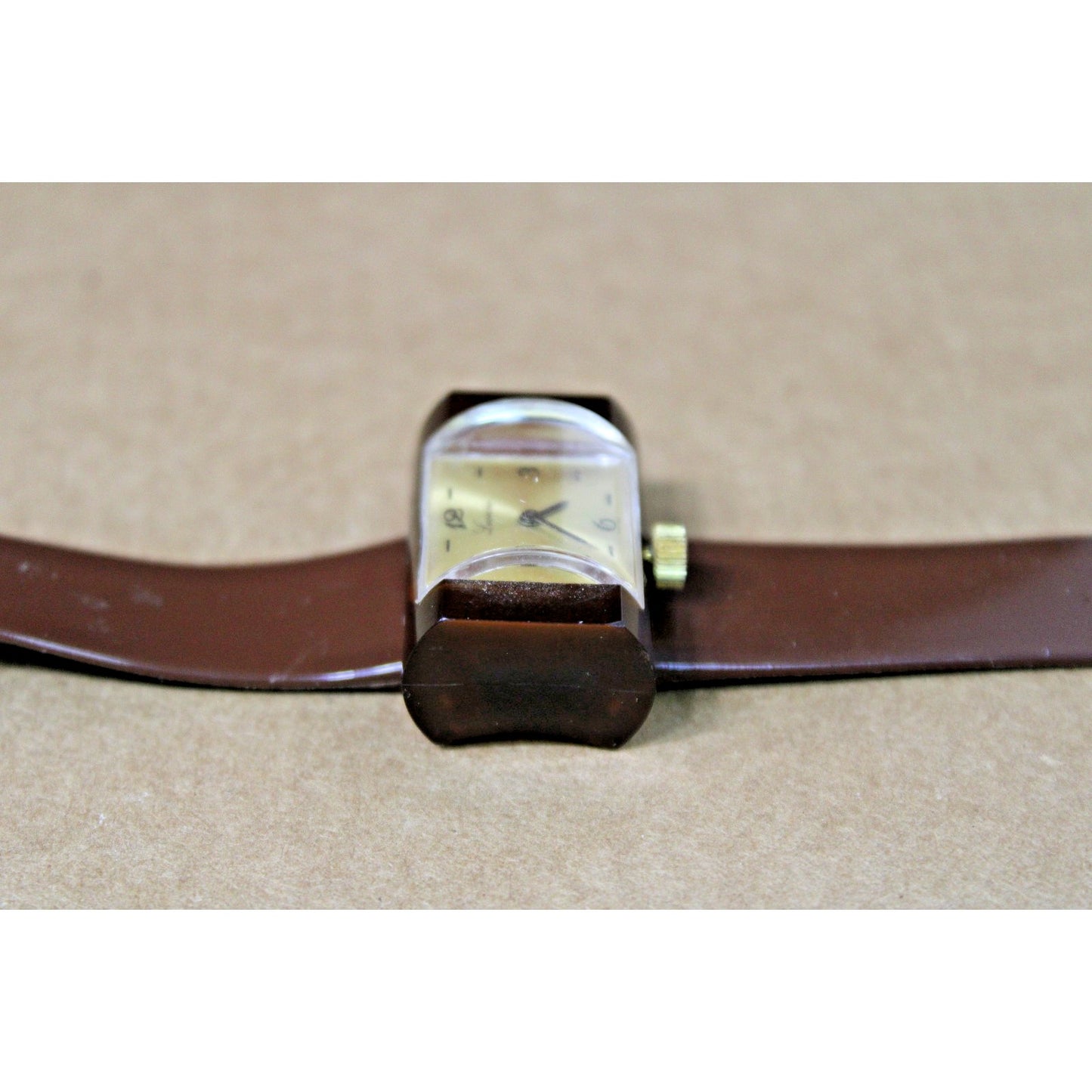 Vintage Mod 1970s Lucerne Ladies Watch, Plastic/ Acrylic, Bottom Wind, Groovy!