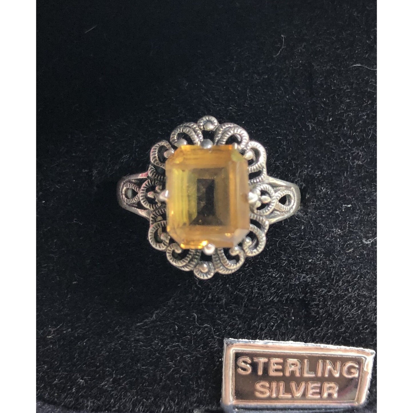 Citrine Sterling Silver Ring Marked CNA 925 Size 8 NWT Gift Box