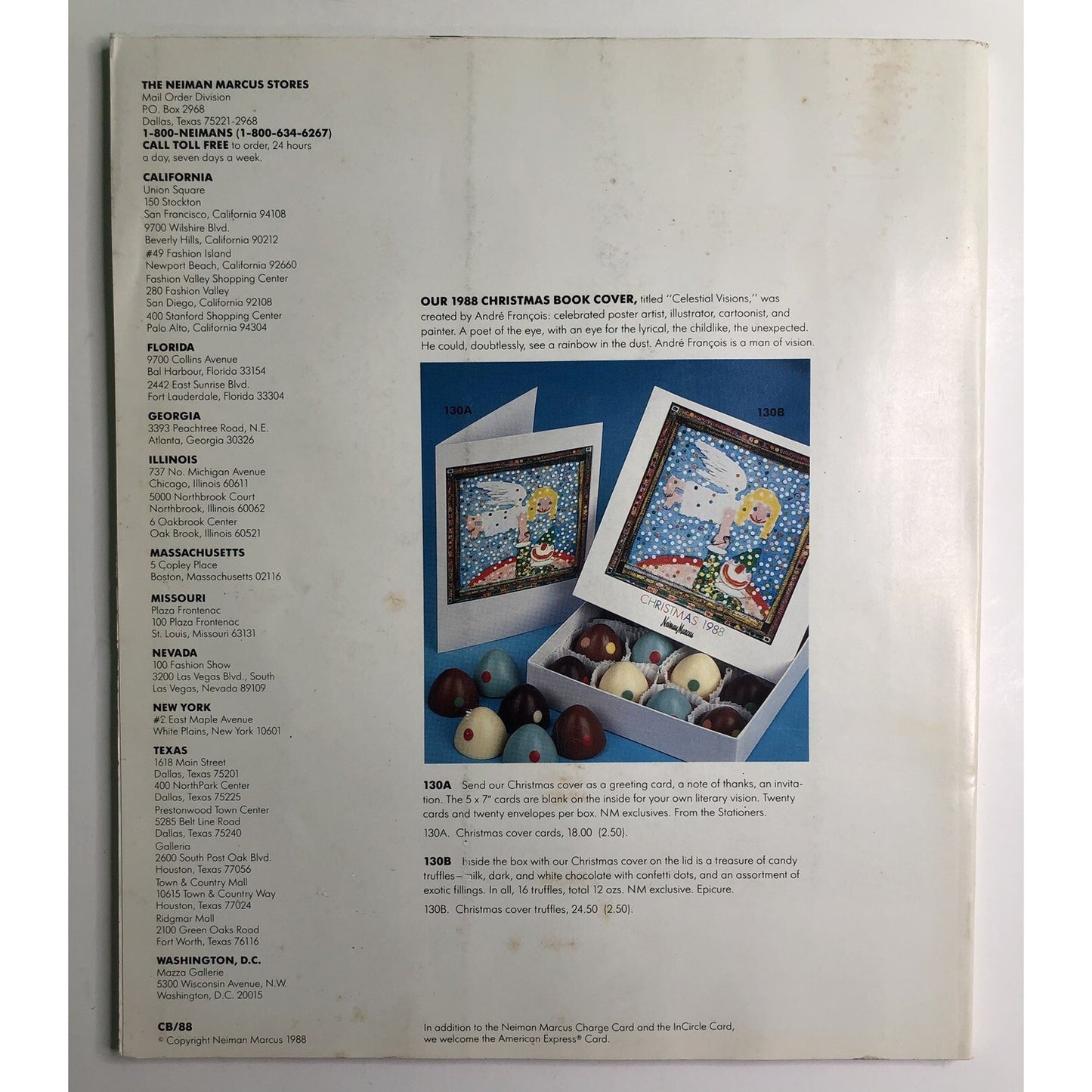 1988 Neiman Marcus Christmas Book Catalog Vintage Cover Art By Andre Francois B