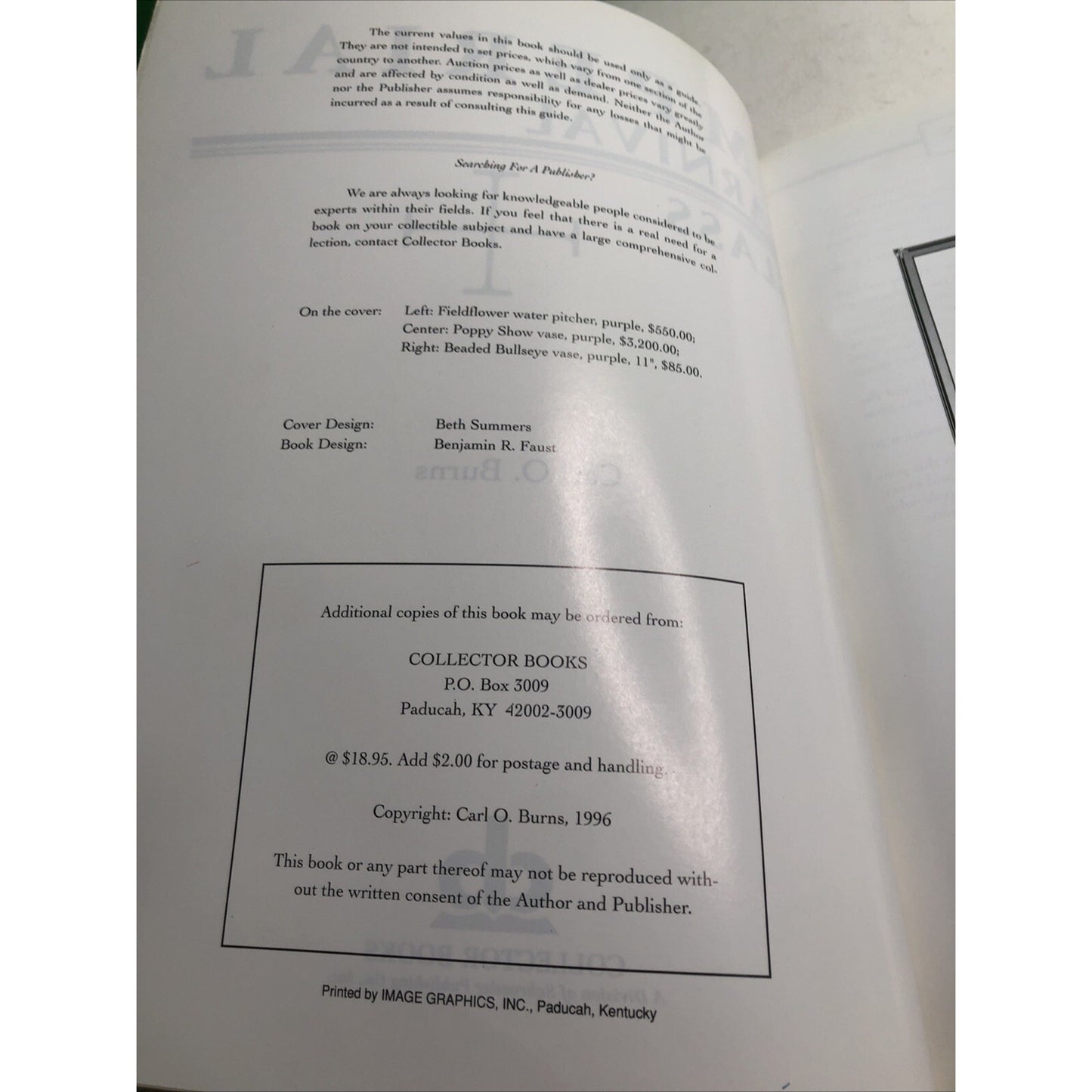 Imperial Carnival Glass : Identification and Value Guide by Carl O. Burns 1996
